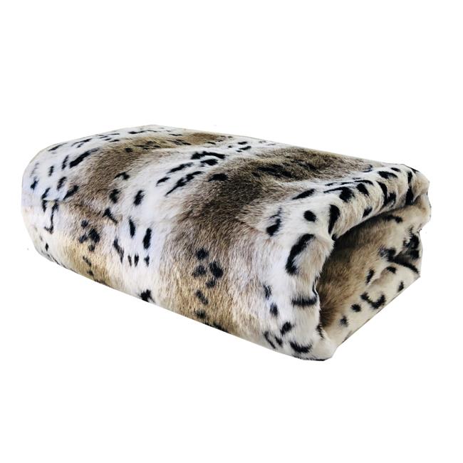 60 x 84 in. Snow Lynx Faux Fur Luxury Throw - Neutral