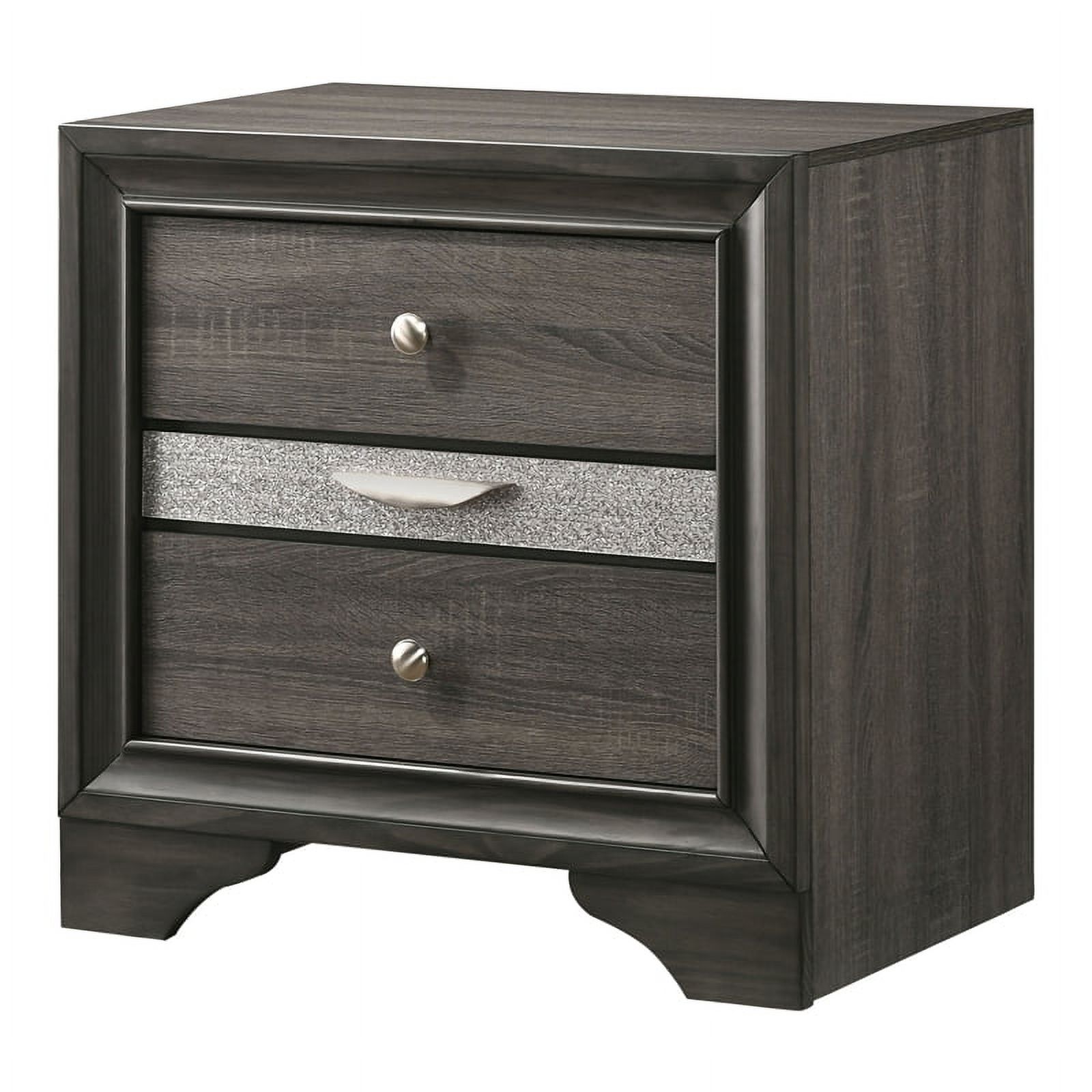 FOA Laren 3-Piece Gray Wood Bedroom Set - King + Nightstand + Chest