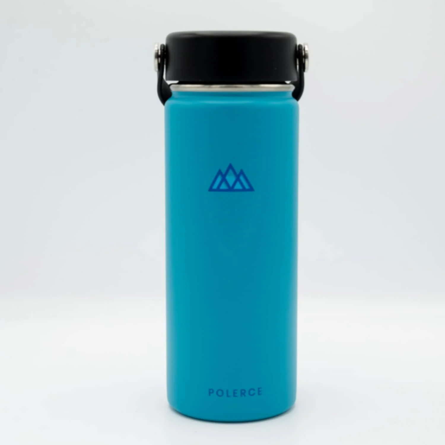 Vacuum Insulated Bottle with 3 Lids - Stainless Steel Thermally Insulated Flask - by Polerce (18 Oz, Aqua (Blue))