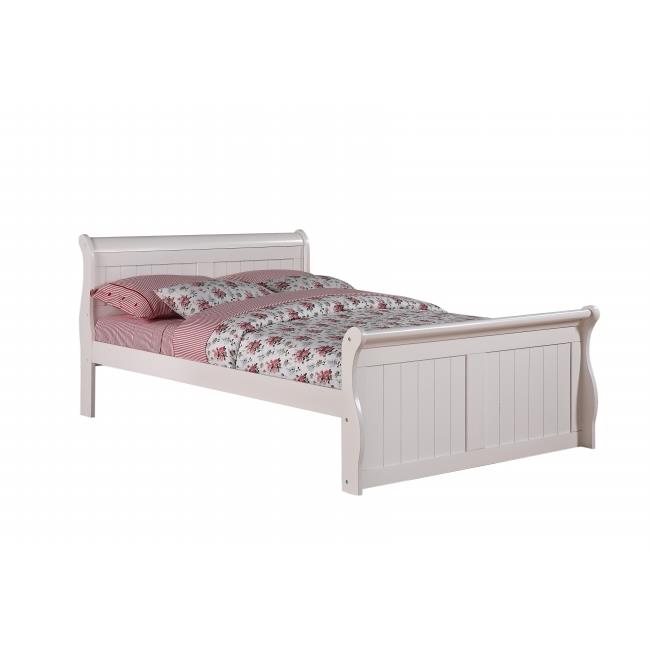 Pivot Direct  Full Sleigh Bed with Slat-Kits Mattress Ready - White