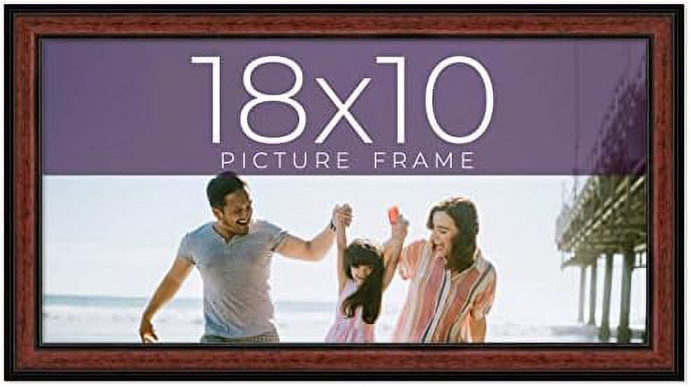 18X10 Executive Brown Real Wood Picture Frame Width 1.25 Inches | Interior Frame Depth 0.5 Inches | Seeley Traditional Photo Frame Complete With UV Acrylic, Foam Board Backing & Hanging Hardware