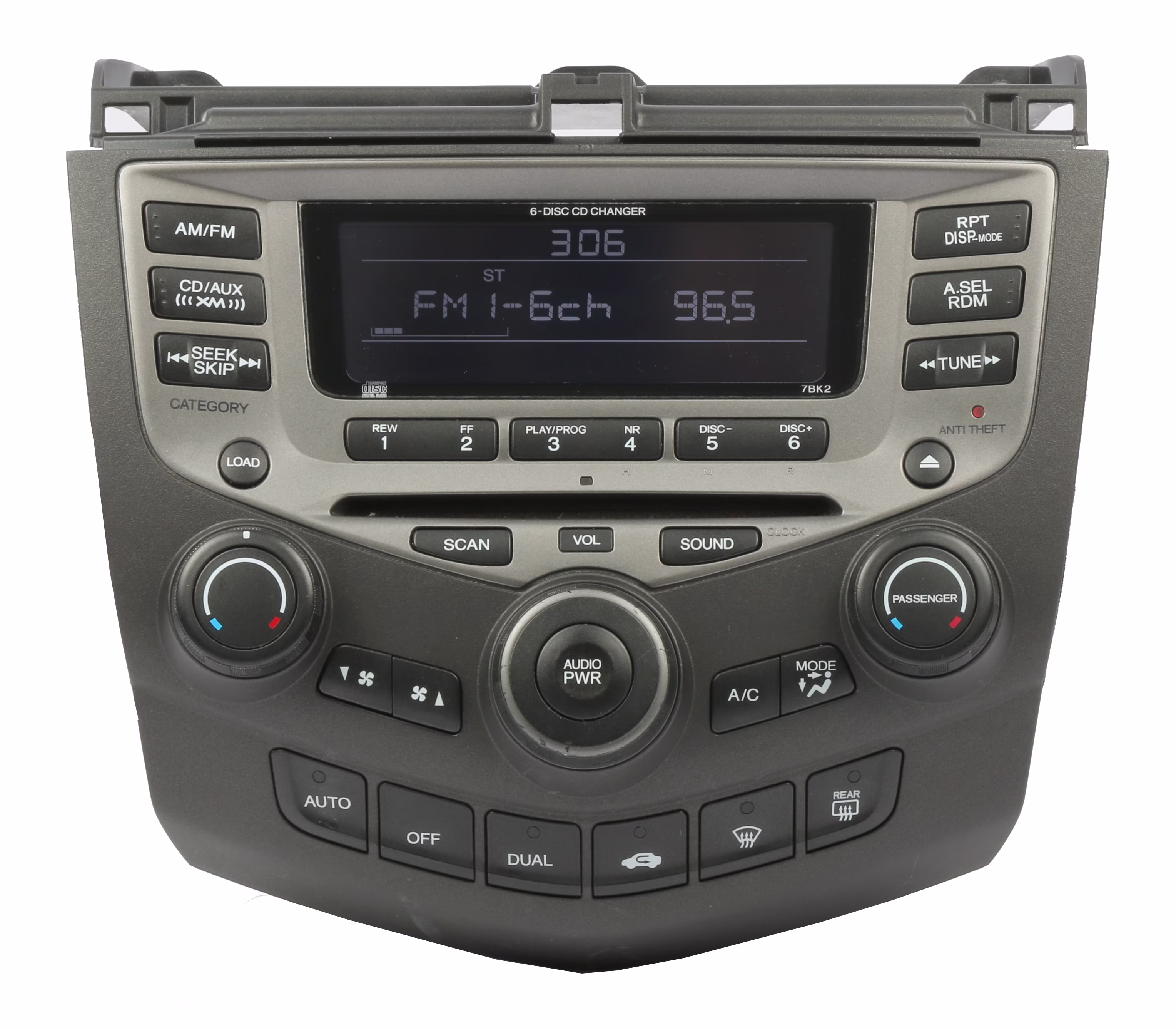 Restored 2004-2007 Honda Accord AM FM 6 CD Radio 39175-SDA-L120-M2 7BK2 Code Included (Refurbished)