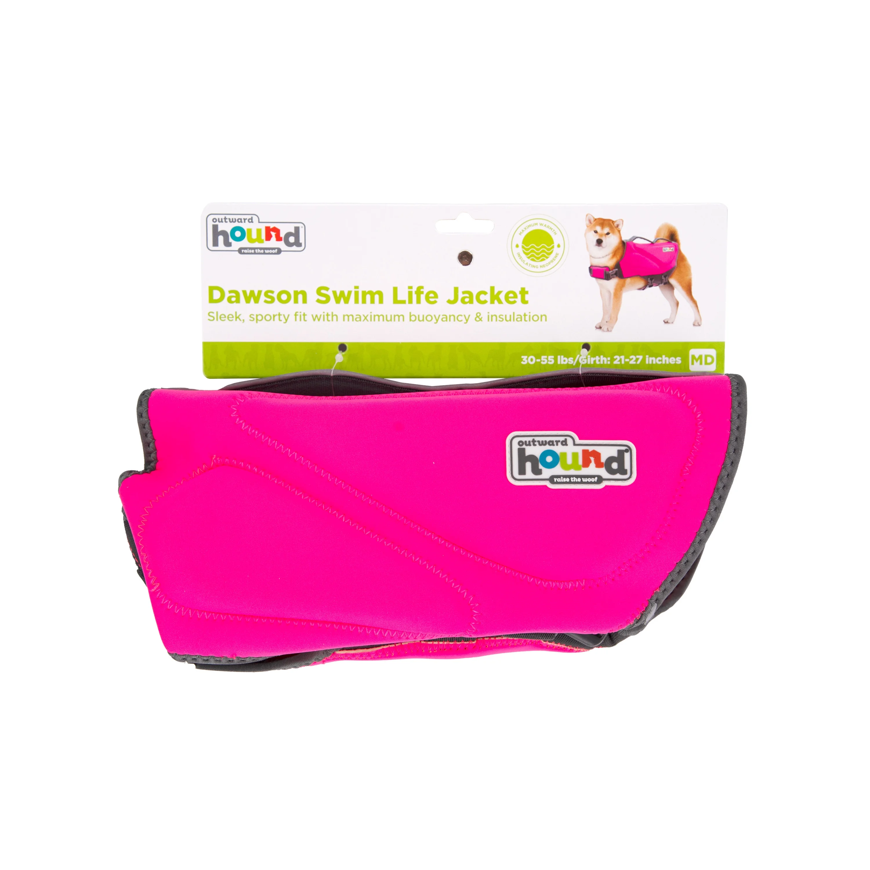 Outward Hound Dawson Swim Dog Life Jacket, Pink, Medium