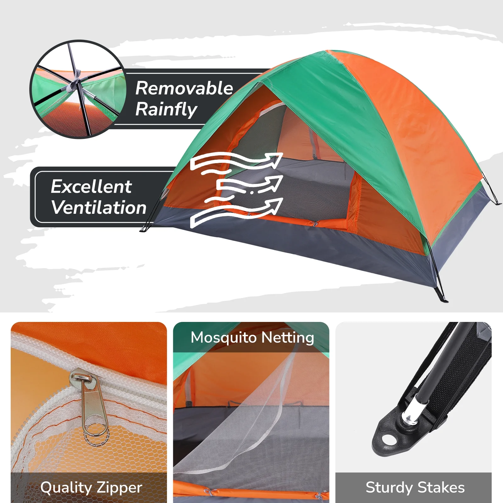 Zimtown 2 Person Tent Dome Tents for Camping with Carry Bag Orange