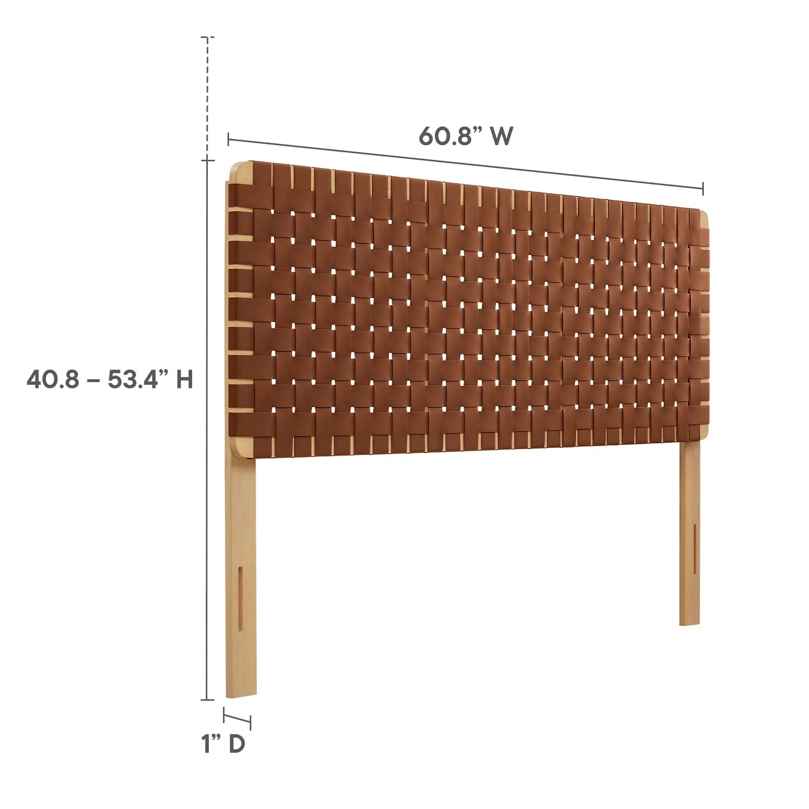 Modway Sparta Weave Queen Vegan Leather Headboard in Natural Brown