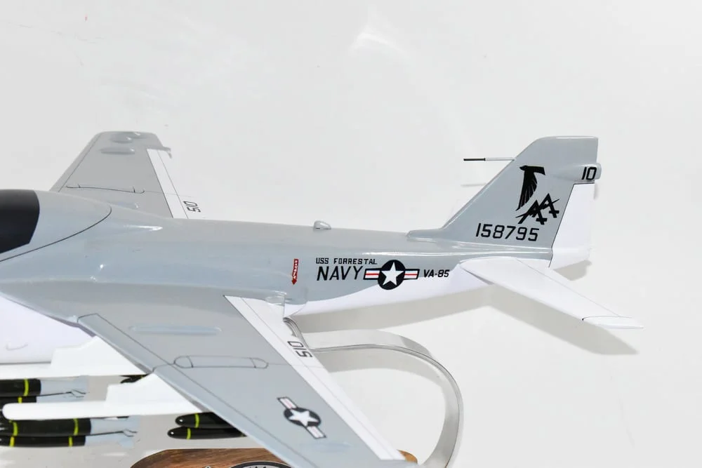 VA-85 Black Falcons A-6e (1981) Intruder Model, 1/36th Scale, Mahogany, Navy