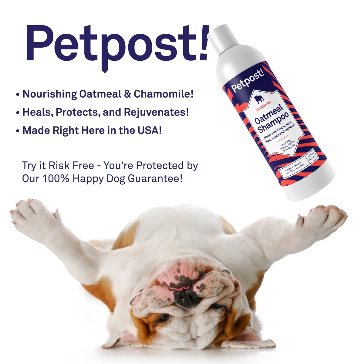Petpost | Oatmeal & Chamomile Shampoo for Dogs with Dry Skin - Naturally Heals, Protects, & Rejuvenates Dog Skin & Coat - Oatmeal, Chamomile, Aloe & Yucca Formula