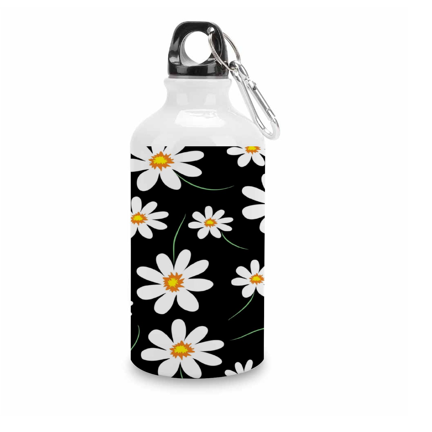 SKYSONIC 400ml Sport Aluminum Water Bottle,Daisy,Sport Multipack Leak Proof Easy Carry Travel Bottle with Twist Cap for Gym Hiking Camping Running Bike Outdoor