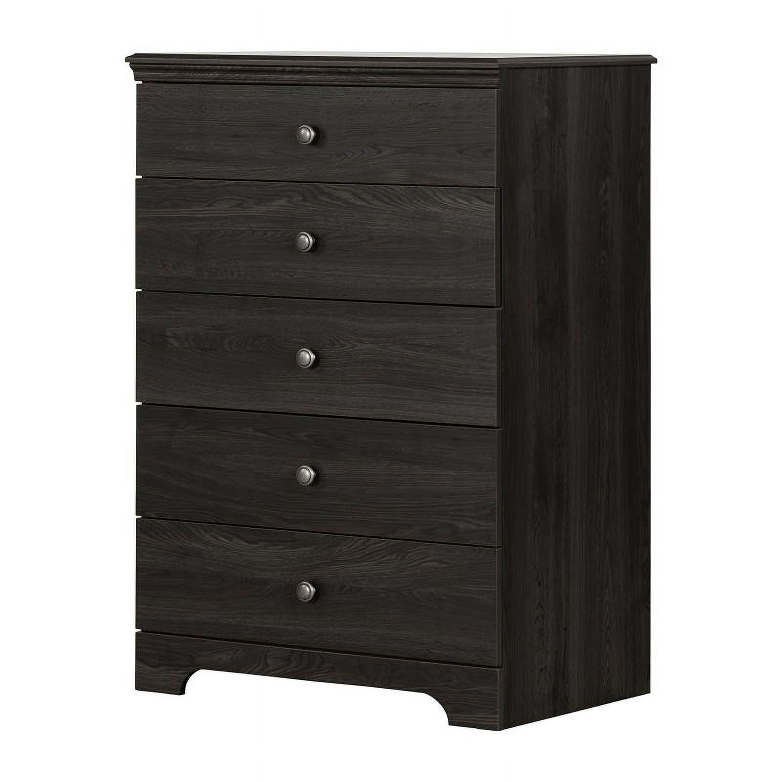 Pemberly Row Farmhouse 5-Drawer Engineered Wood Chest in Gray Oak