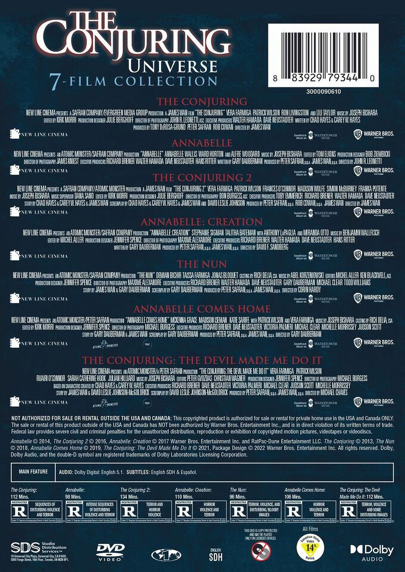 The Conjuring Universe 7 Film Collection D v D