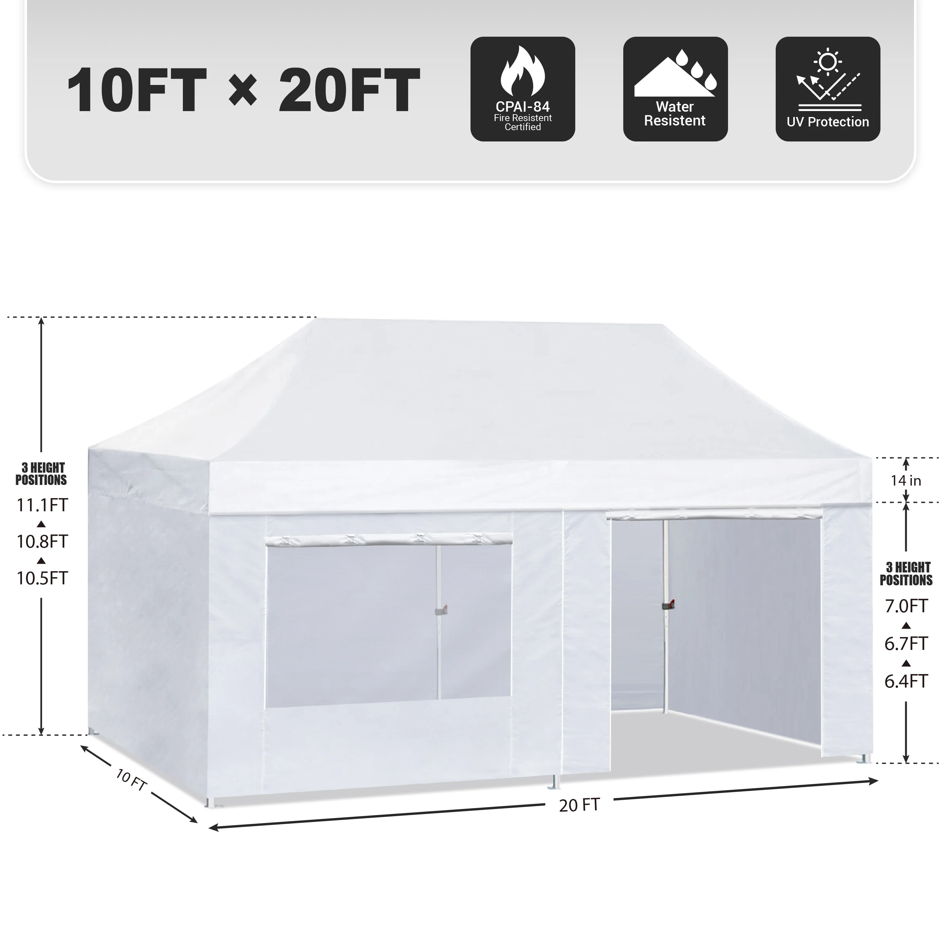 Eurmax 10'x20' Outdoor Party Wedding Tent Heavy Duty Canopy ,Snowy