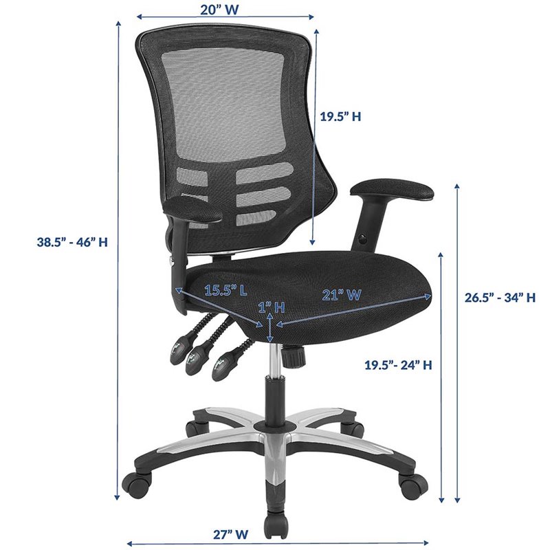Scranton & Co Modern Mesh Adjustable Swivel Office Chair in Black