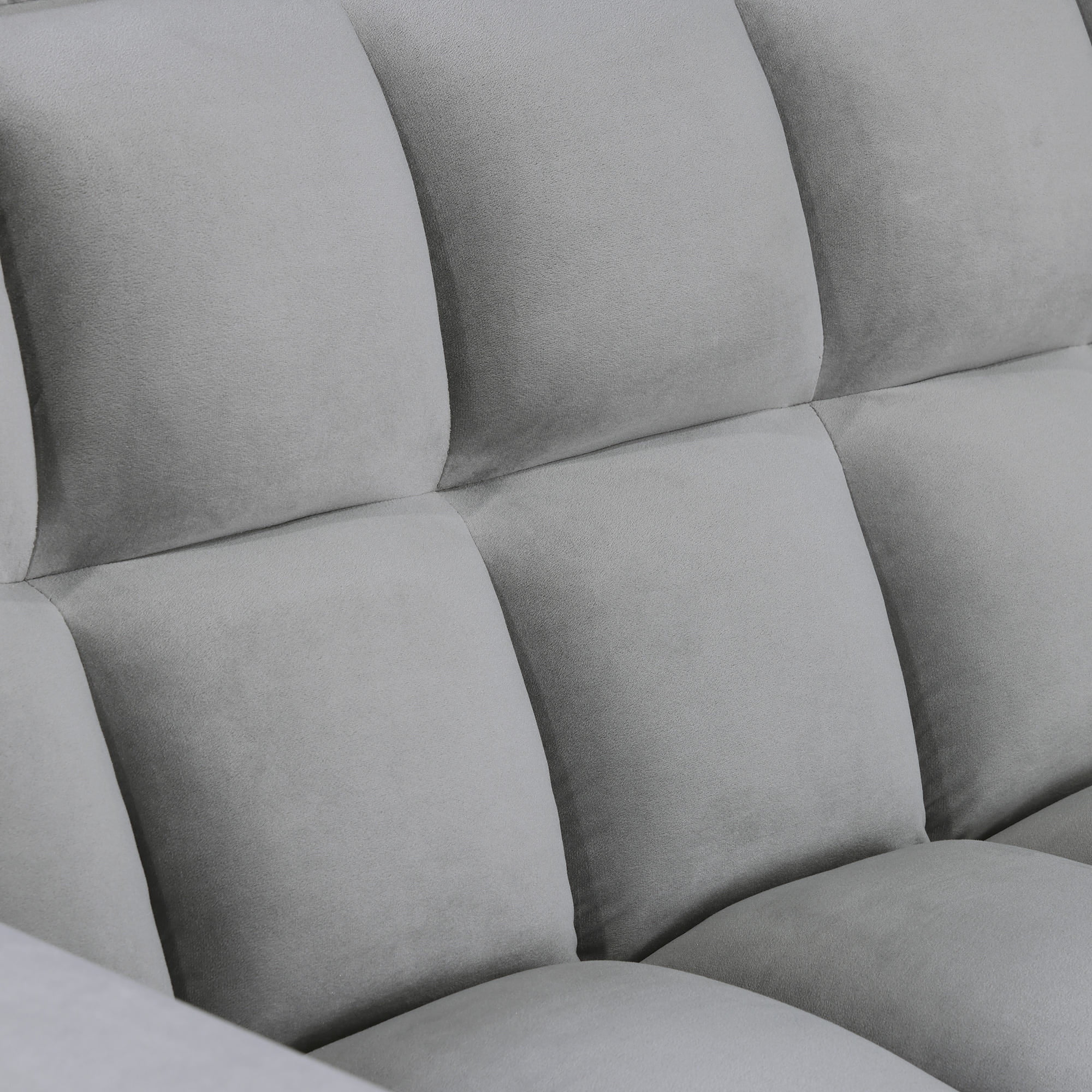 Duhome Sleeper Sofa Bed 3 in 1 Tufted Convertible Couch Bed Pull Out Velvet Loveseat with Reclining Adjustable OSS Pillows and Pockets,Grey