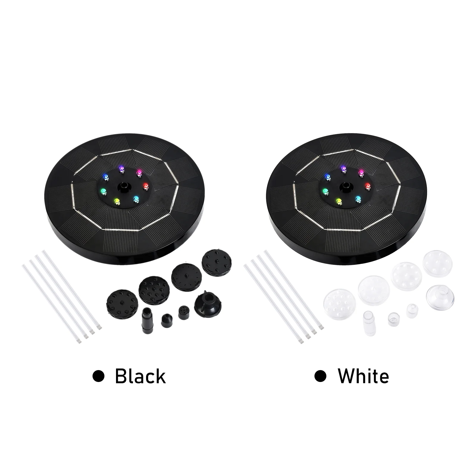 Tomshoo 3.5W LED Solar Fountain Pump with Colorful Gradient Light 1800mAh Battery 6 Nozzles Bird Bath Fountain Pump for Bird Bath Garden Pond Patio Water Cycling