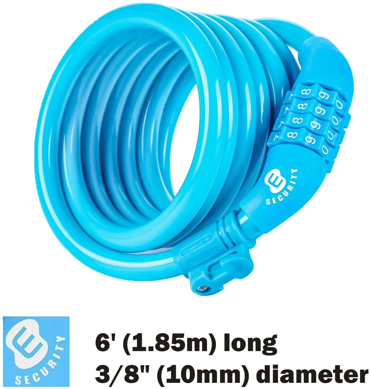 Etronic Bike Lock M6, Cable Lock 6 Feet Long Coiled Security Resettable Combo Combination Lock Bicycle Lock with Mounting Bracket