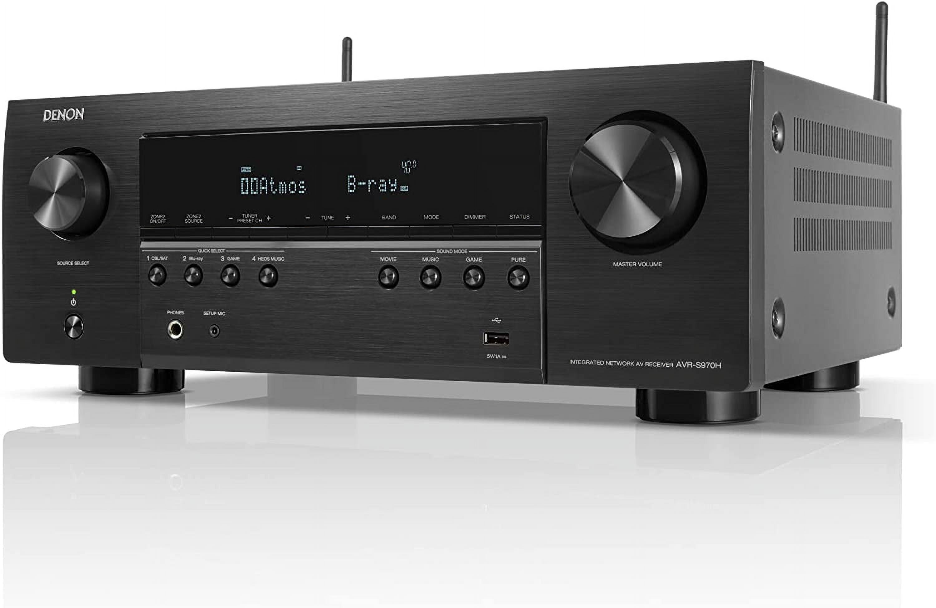 Denon AVRS970H 7.2 Channel AV Receiver with DTS Virtual:X and Dolby Atmos with an Additional 1 Year Coverage by Epic Protect (2022)
