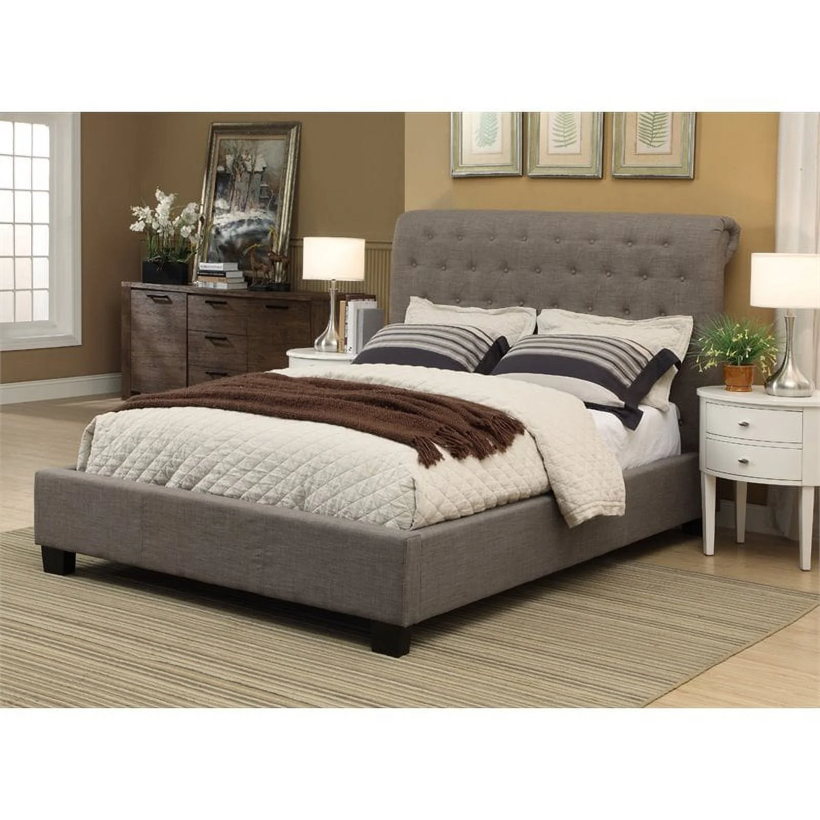 Modus Geneva Tufted California King Platform Storage Bed in Dolphin