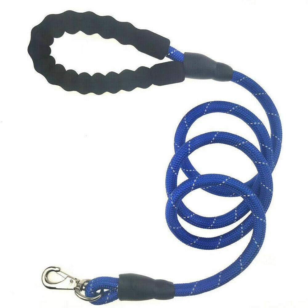 2 Pcs 5ft Heavy Duty Dog Leash Rope Reflective Nylon Lead with Comfy Handle for Large Pet Blue Color