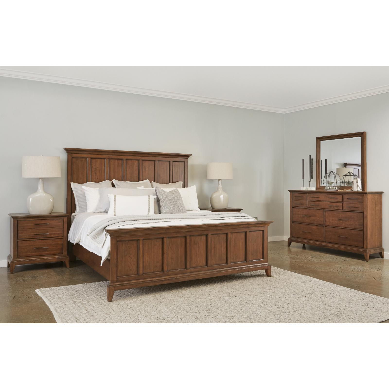 Shaker Heights Queen Wood Panel Bed in Cherry Brown Finish by Samuel Lawrence