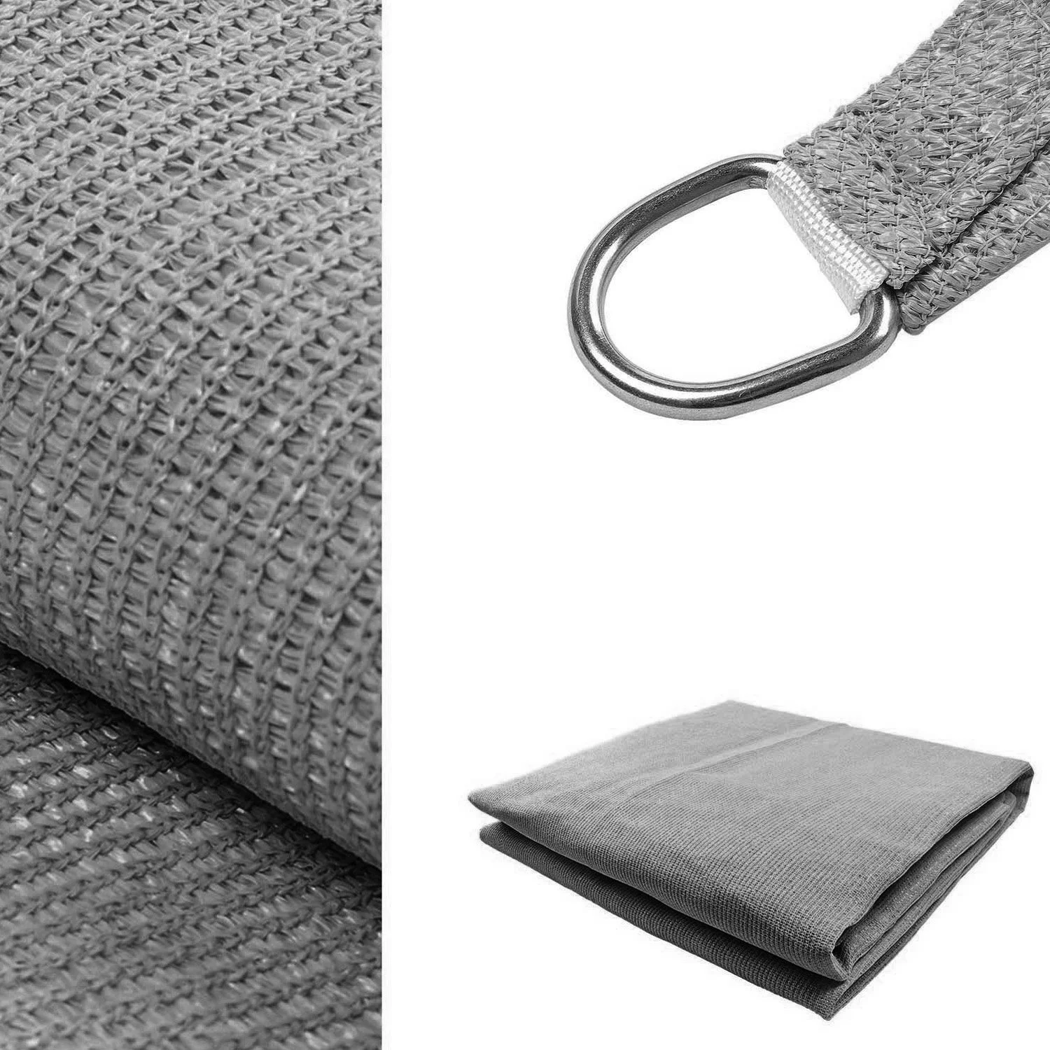 Triangle Sun Shade Sail 20 x 20 x 20 Ft UV Block Fabric Grey