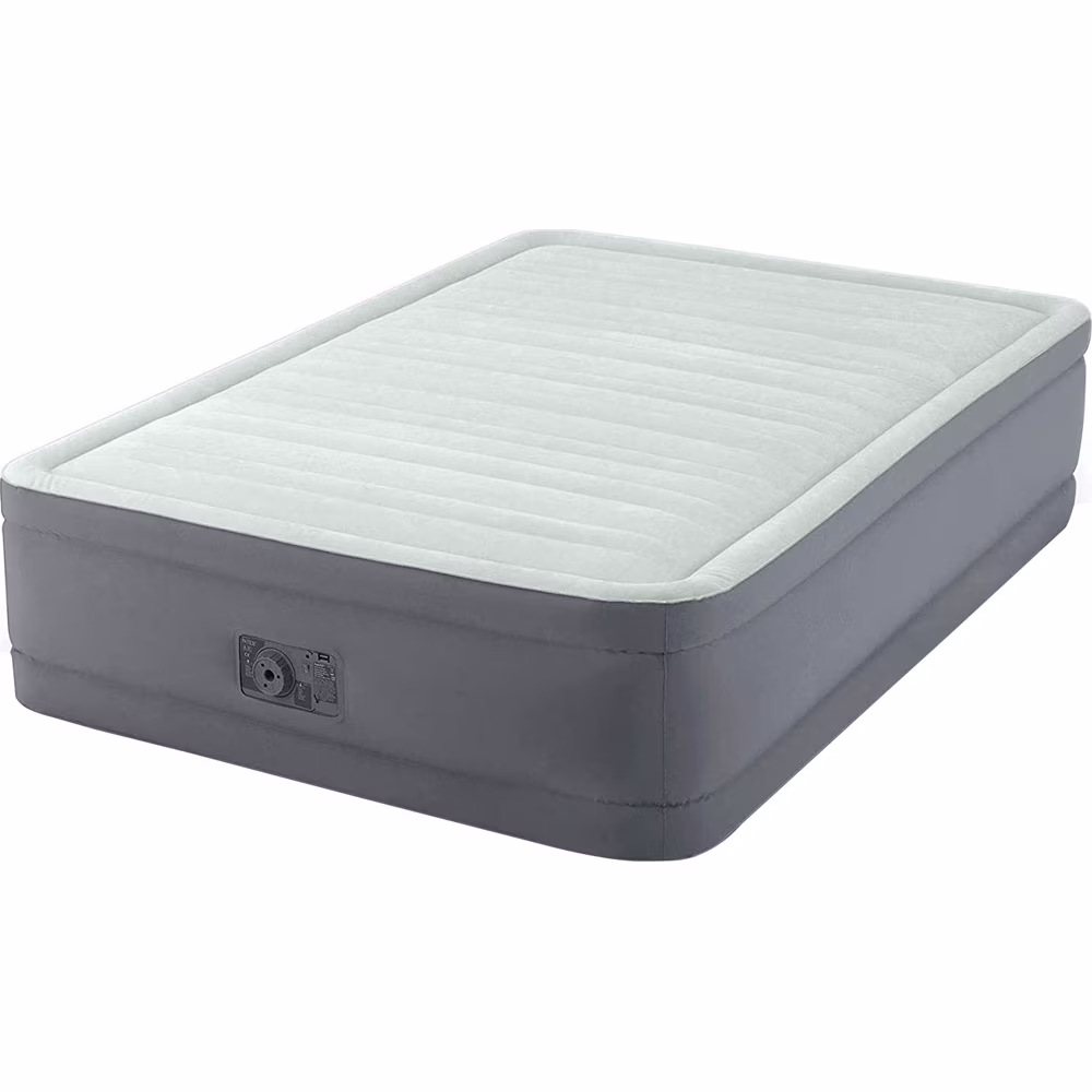 Open Box Intex PremAire I Fiber-Tech Elevated Dura Beam Technology Home Air Mattress Bed with Electric Built-in Pump, Full