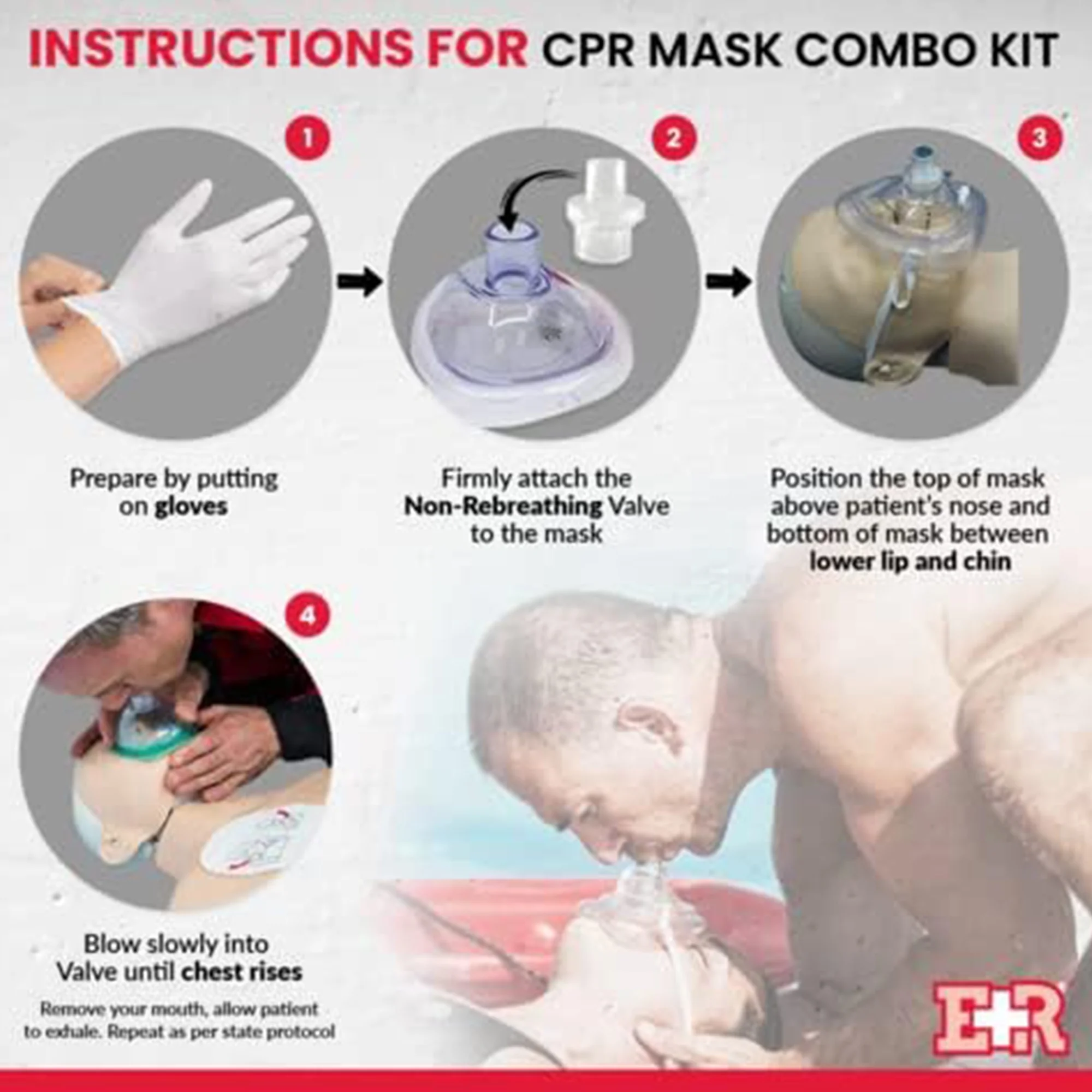 Ever Ready First Aid Adult & Infant CPR Mask Emergency Medical Kit, Red 2-Pack
