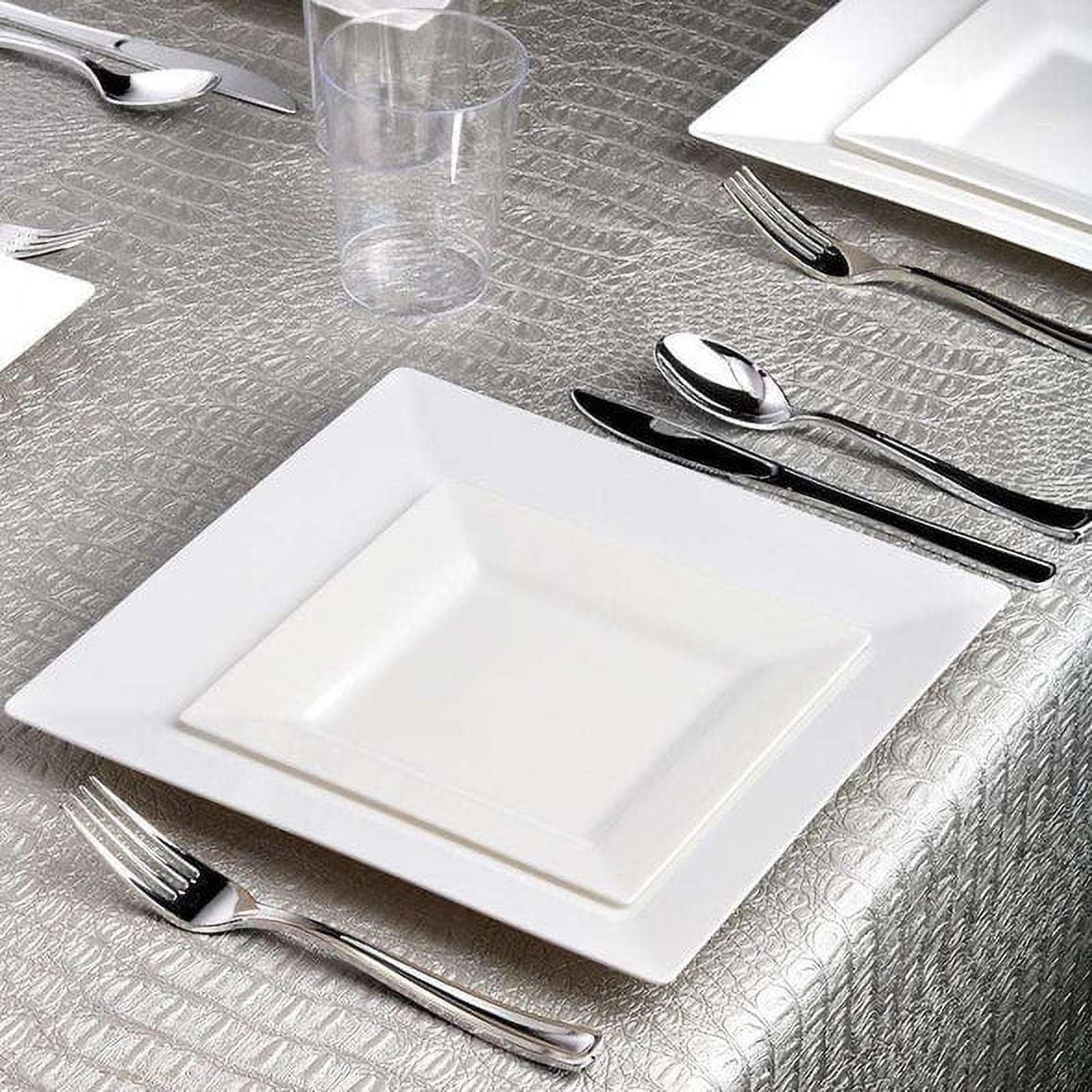 Smarty White Square Plastic Plates Dinnerware Value Set 240ct