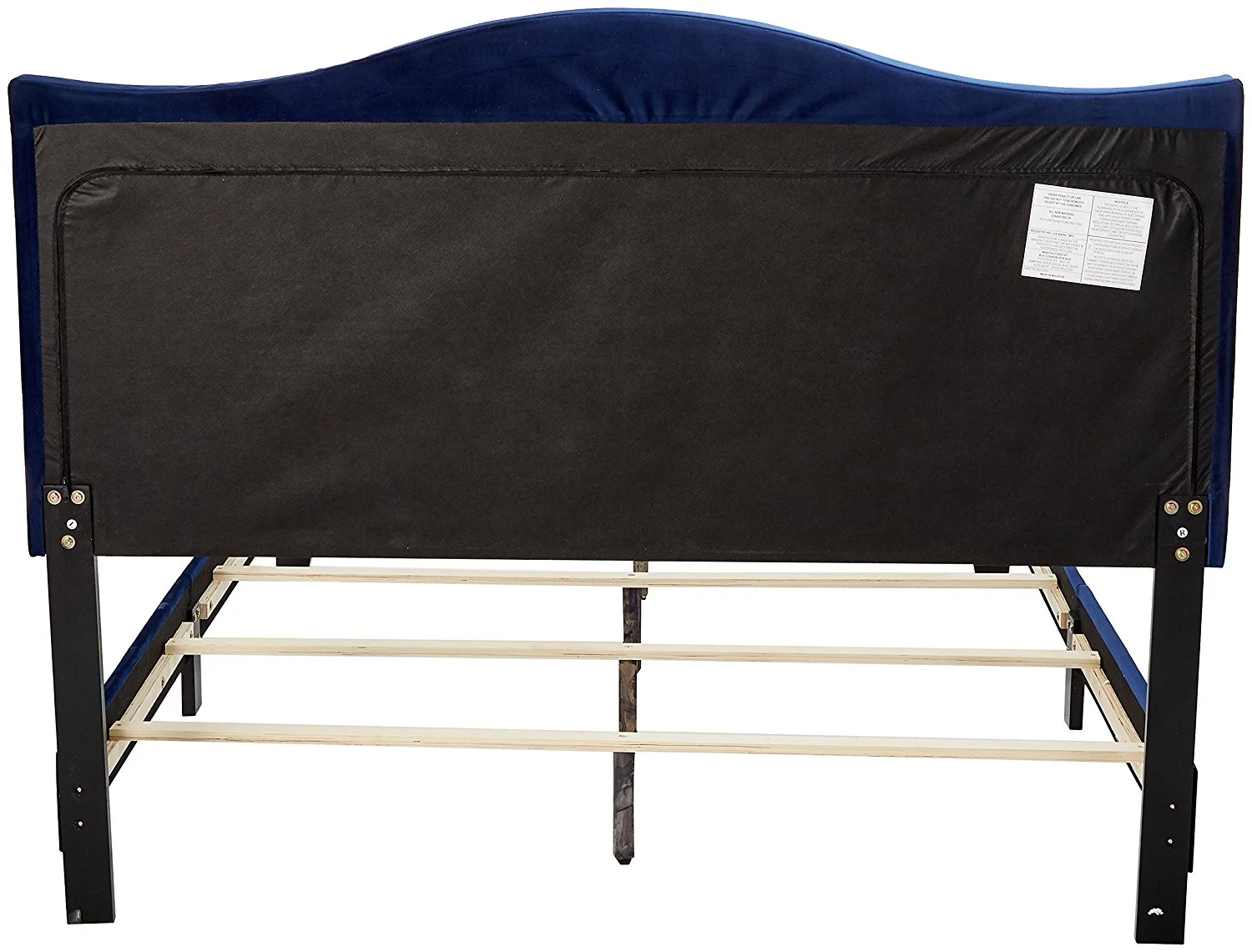 Skye Upholstered Panel Bed, Blue Velvet, Full, With Solid Wood Legs, Nailhead Headboard, Footboard, Rails, Slats