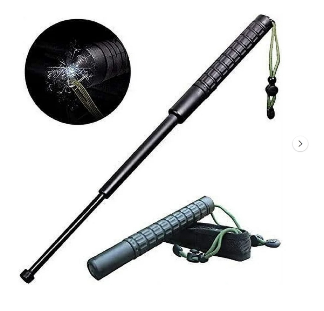 Three sections Retractable Lightweight Sticks Protection,High Carbon PVC Outdoor Sport Supplies Portable Telescopic Sticks with Non-Slip Handdle (18 inche)