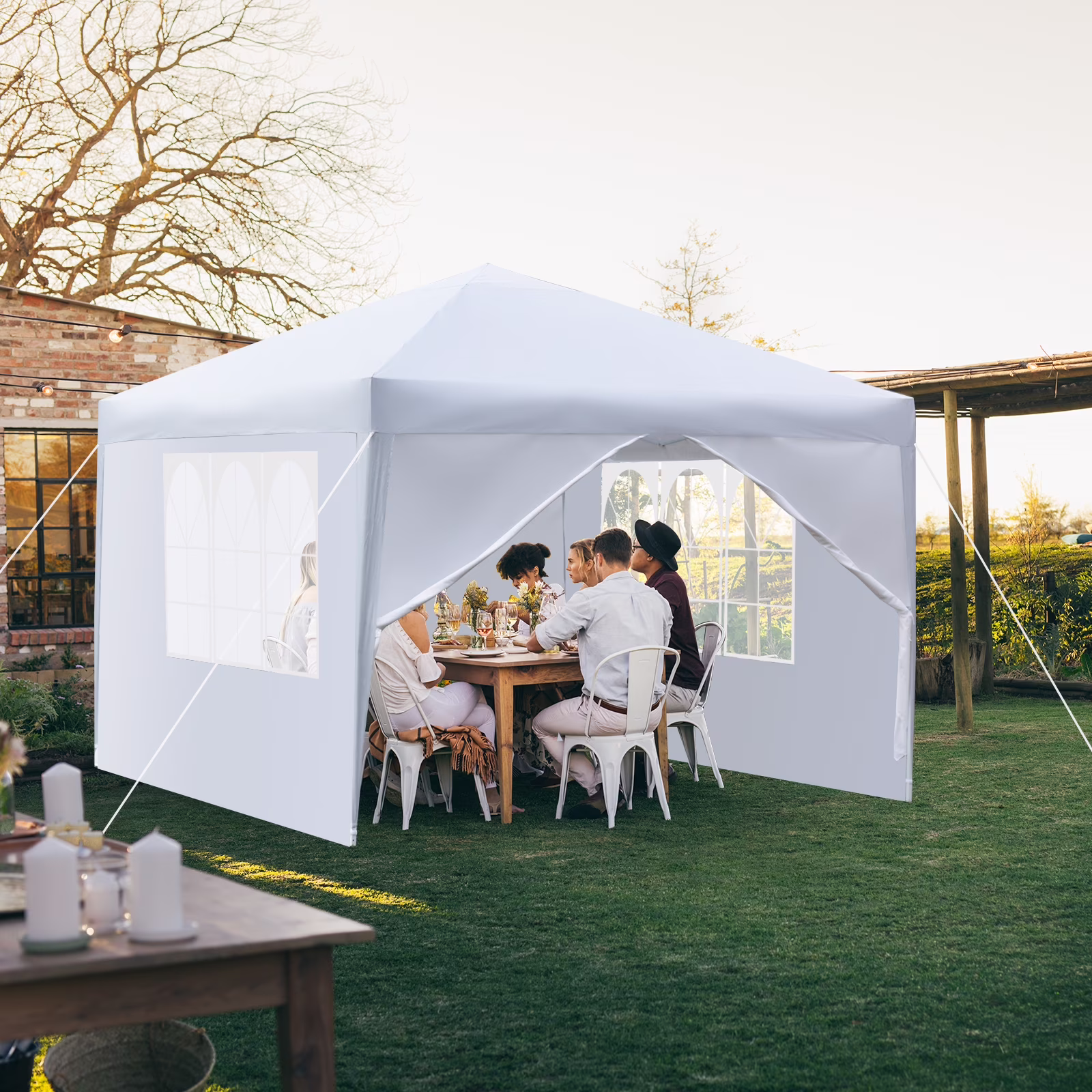 Ktaxon Pop Up 10'x10' Party Tent Folding Beach Canopy W/Carry Bag White