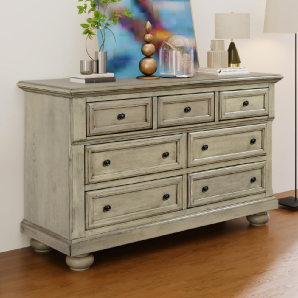 Solid Wood Seven Drawer Dressing Table, Storage Cabinet, Suitable for Storage Areas in Bedrooms, Kitchens, Living Rooms, and Restaurants
