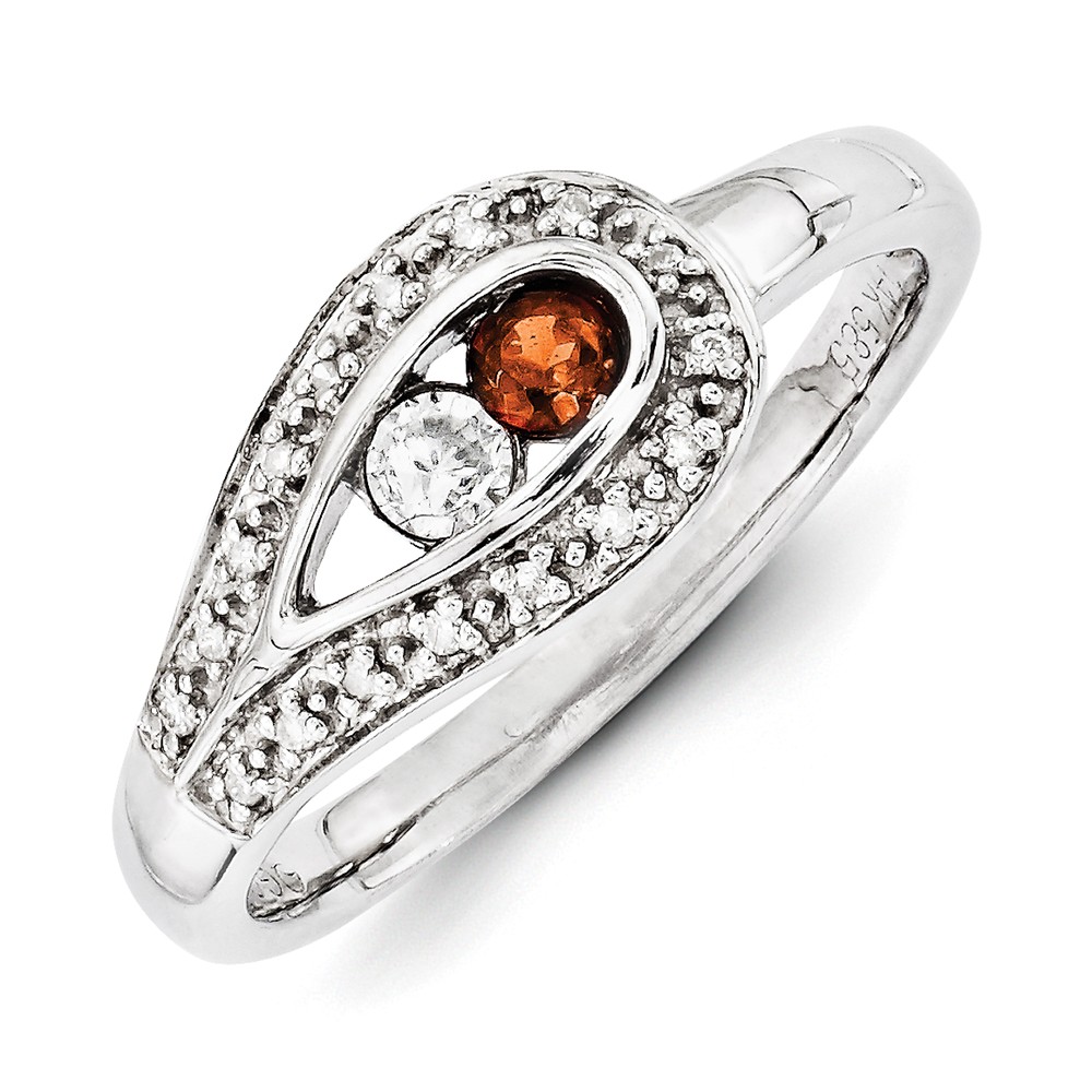 14K White Gold Ring Band Mother's & Family Semi Mount Diamond center Stone Mounting 9 mm