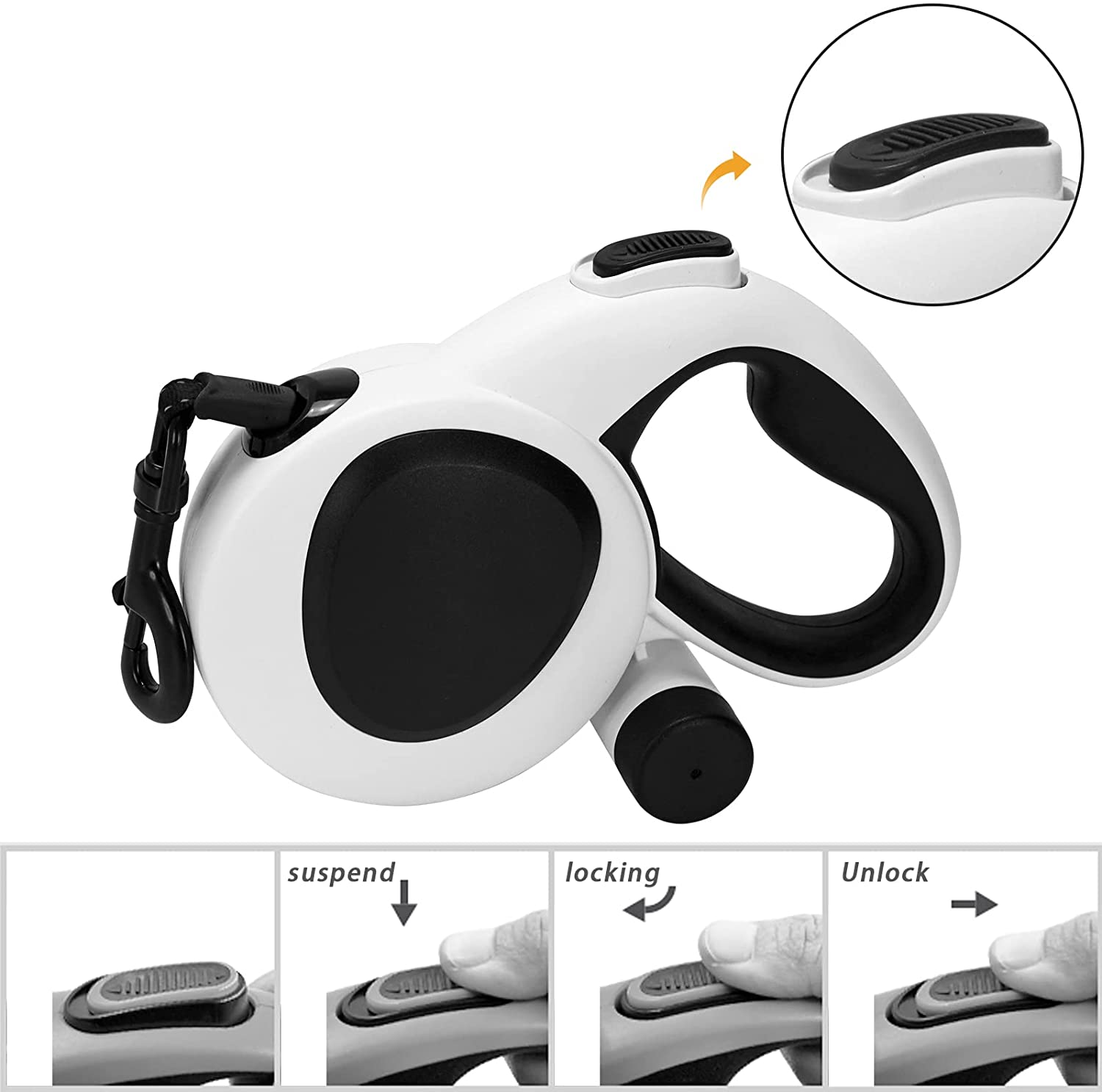 Heavy Duty Retractable Dog Leash Lightweight; 16.4ft Strong Nylon Tape Dog Leash, 360° Tangle Free, Without Light