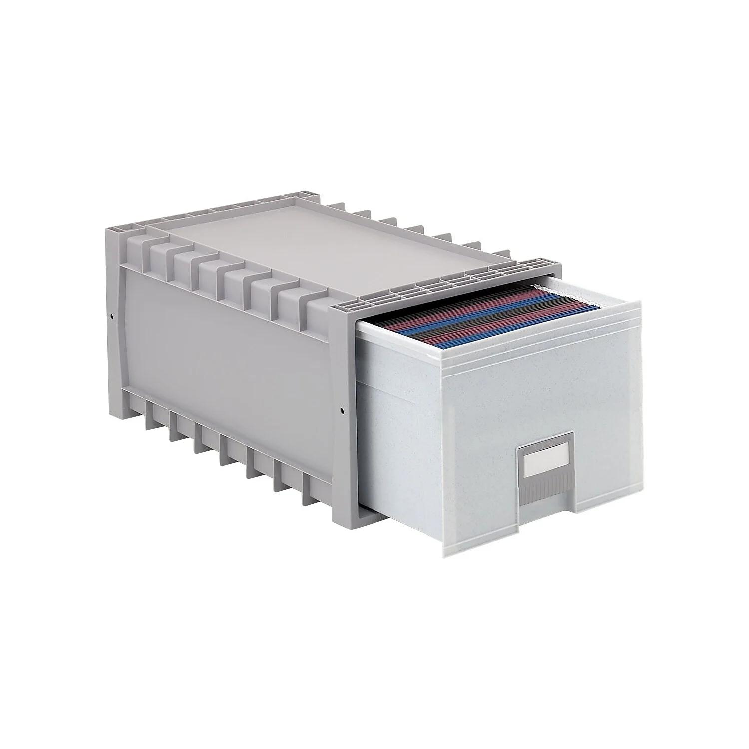 Storex Plastic Archive Drawer, Holds Letter Size Hanging Folders, 24 inch Depth, Gray and Granite, 1-Pack