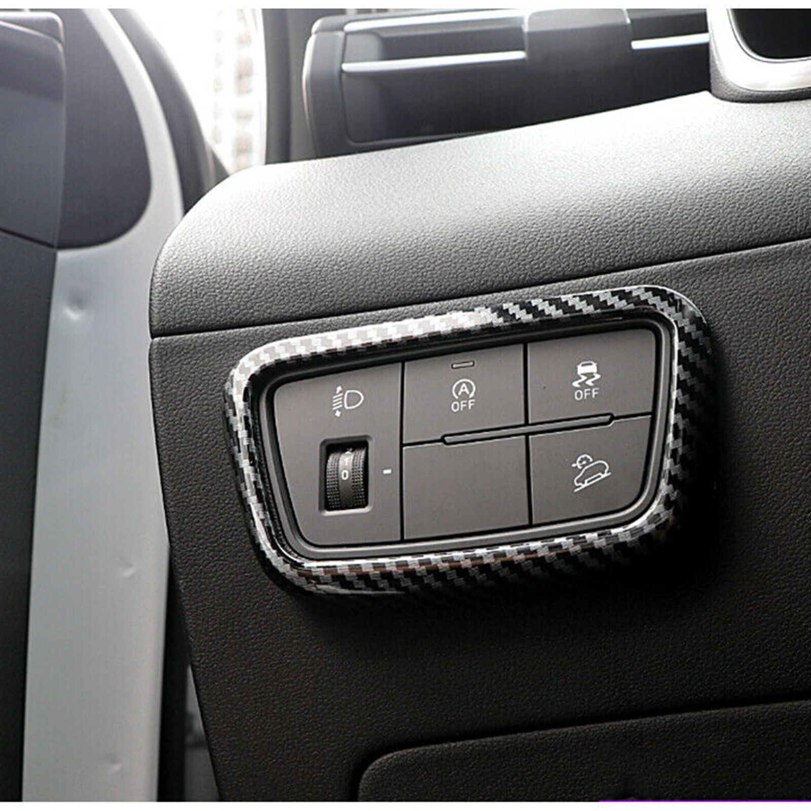 ABS Carbon Fiber Headlight Switch Cover Trim For Hyundai Santa Cruz 2022-2023