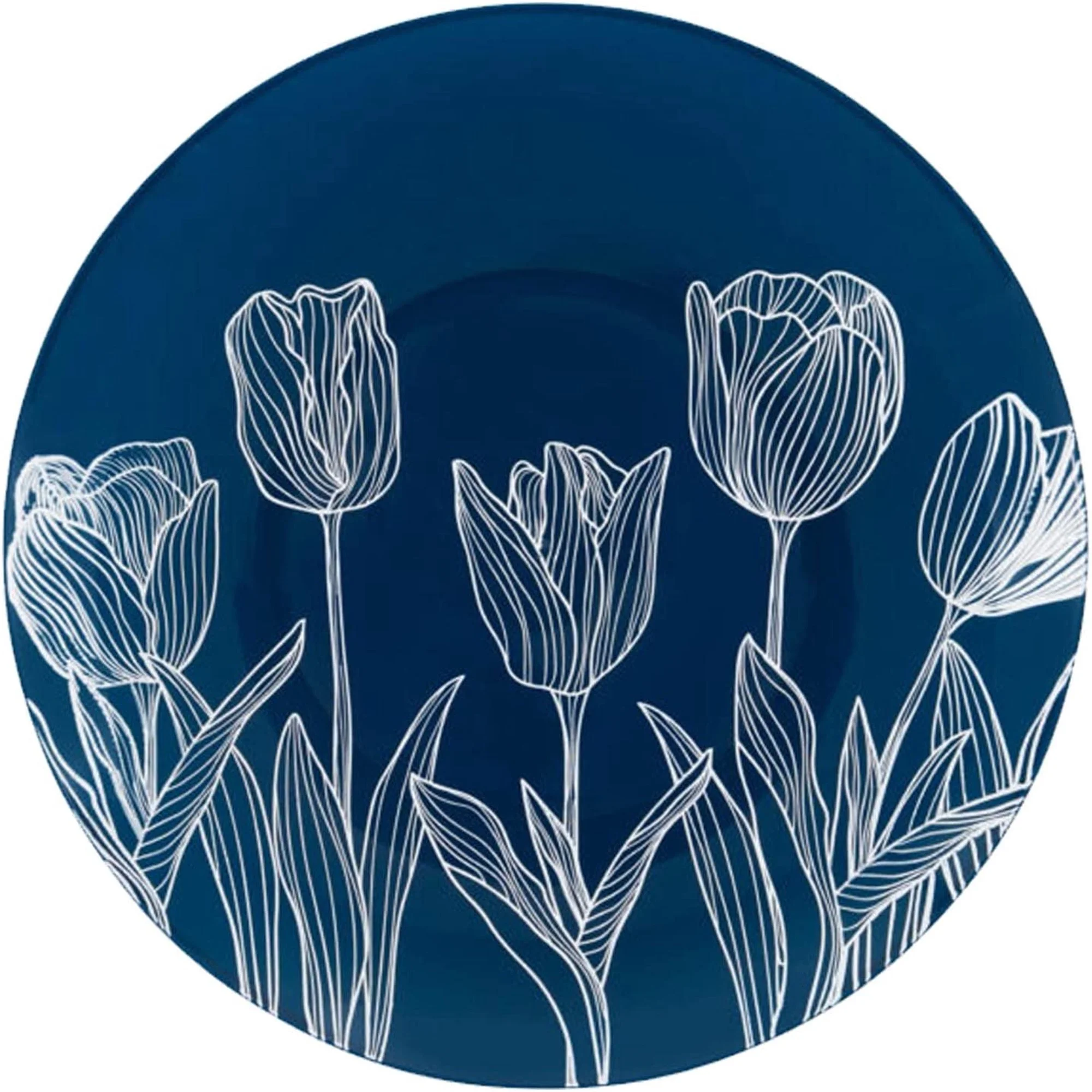 VeZee 40 Piece Navy Tulip Round 7.5 inches Salad/Dessert Plastic Plates for Elegant Parties, Weddings & All Occasions