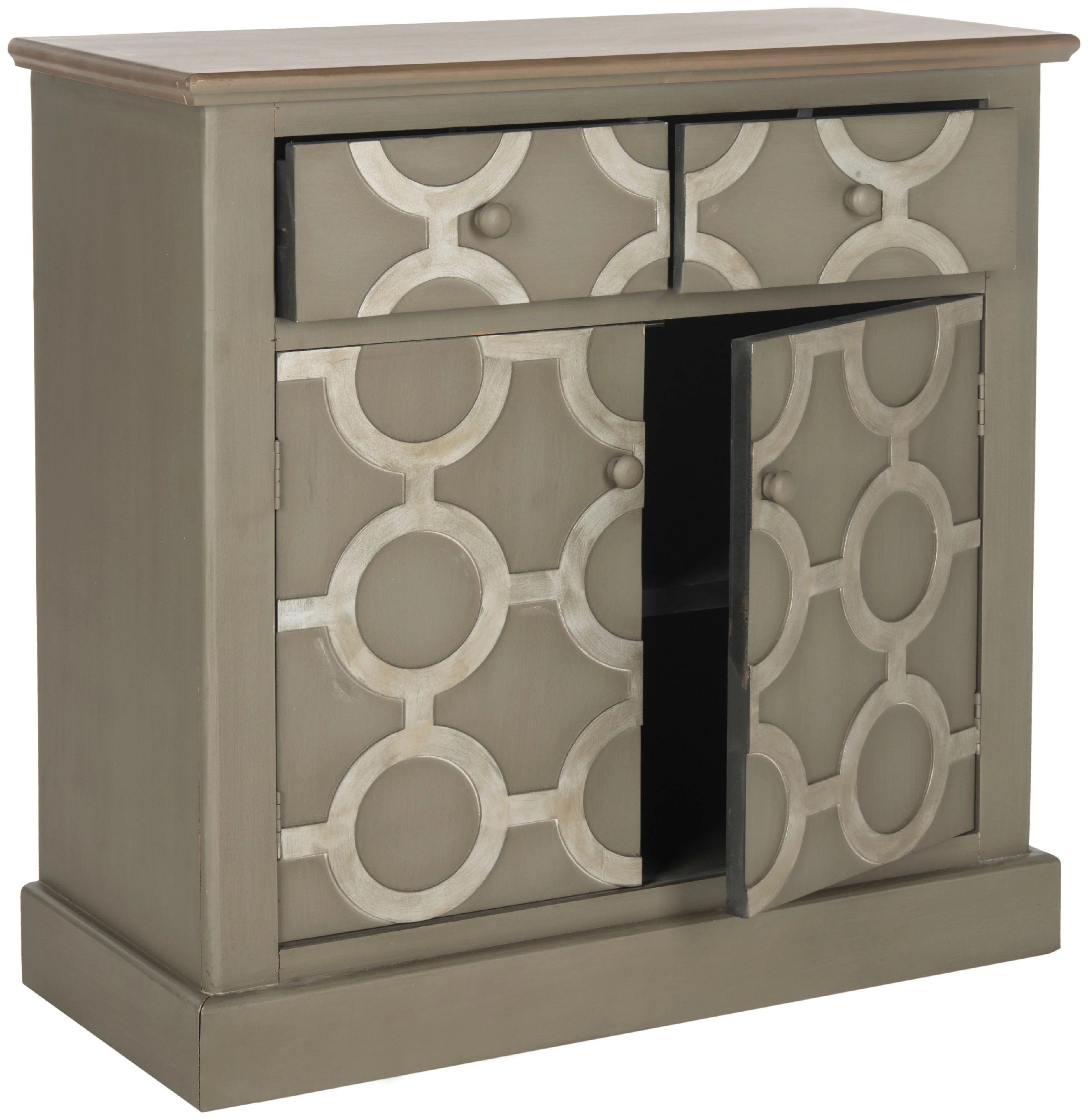 SAFAVIEH Petula Geometric Storage Chest with Drawer, Grey