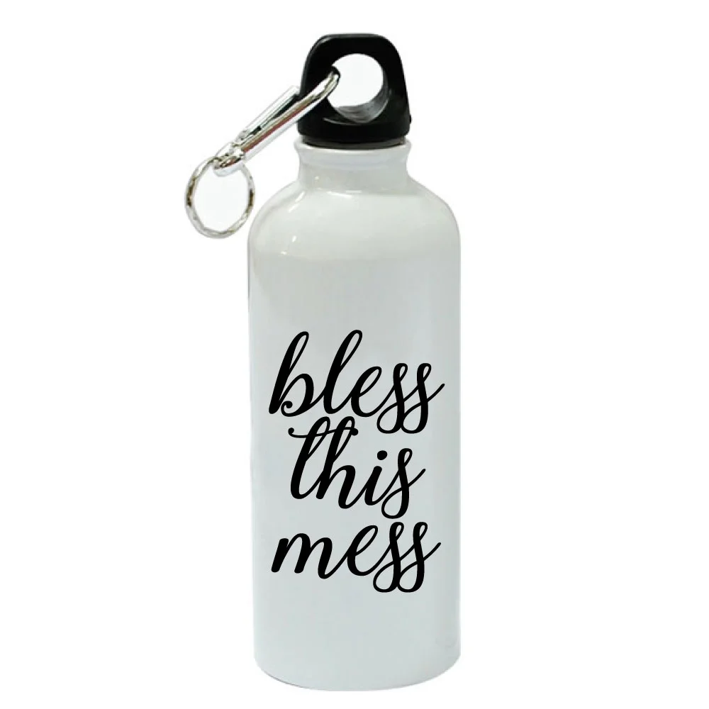Bless This Mess White Aluminum Sports 20 oz Water Bottle