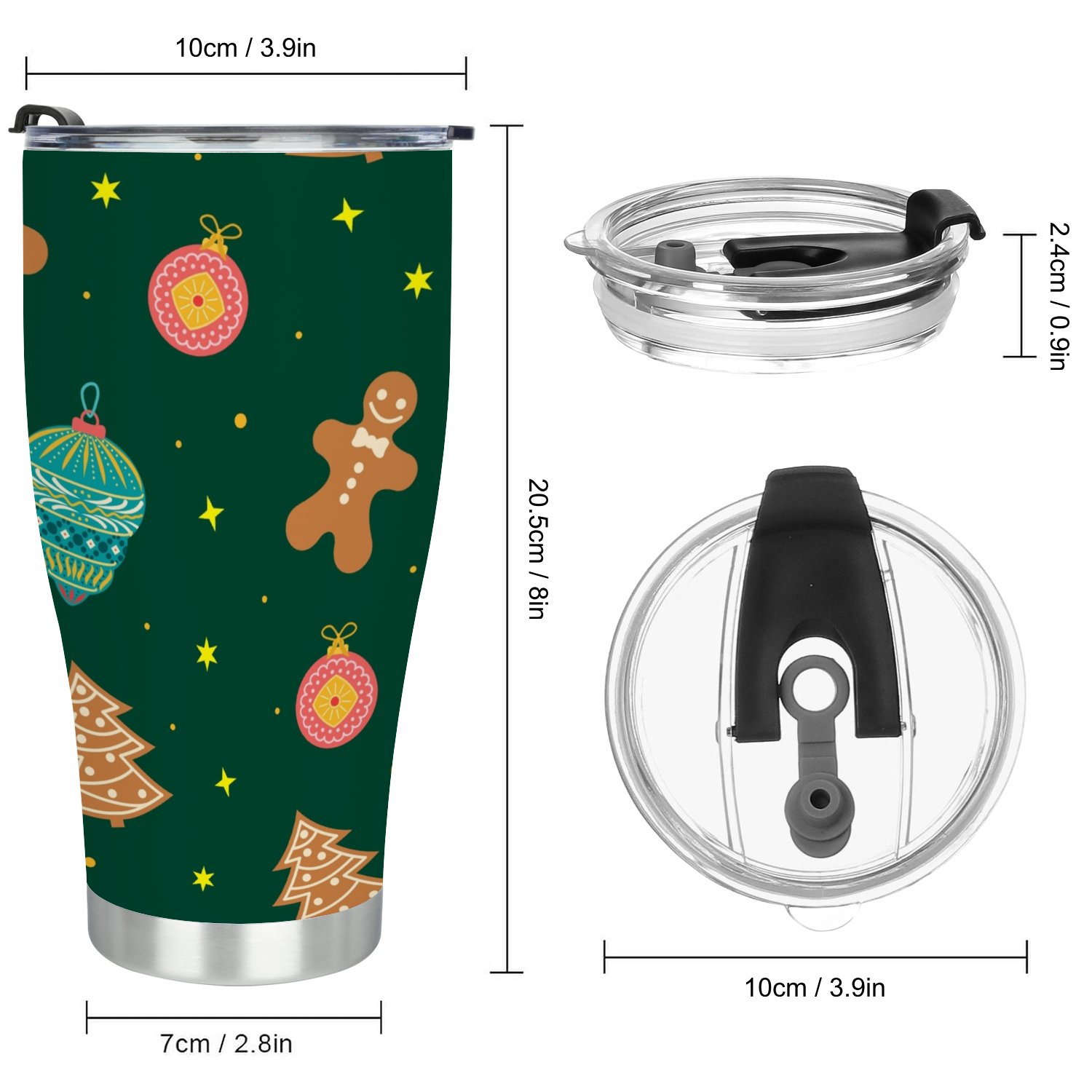 Hidove Stainless Steel Tumbler, Merry Christmas and Happy New Year Pattern 30oz Leak Proof & Stainless Steel Bottle for Hot & Cold Drinks - Coffee Travel Mug, Water Metal Canteen, Thermal Cup