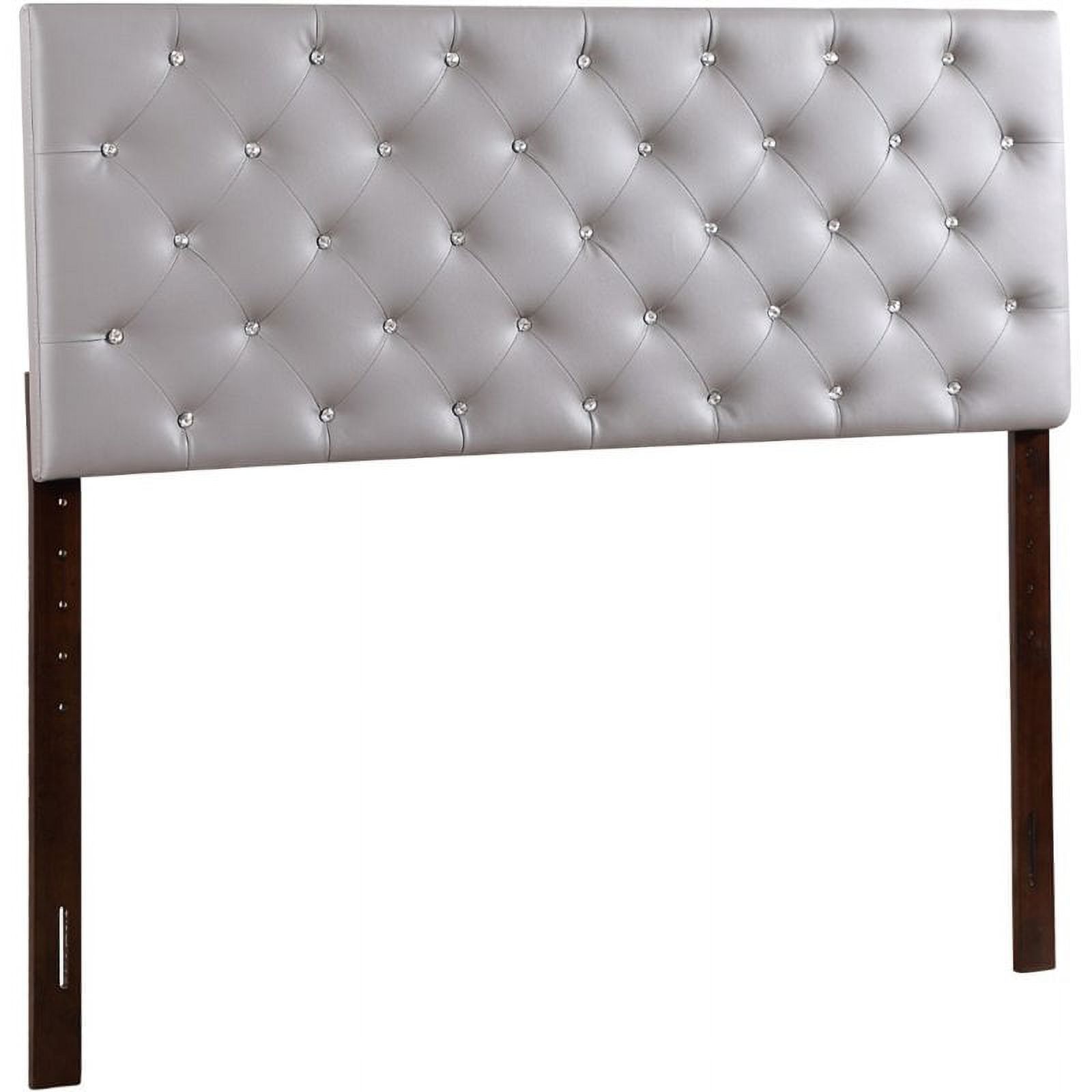 Maklaine Faux Leather Upholstered King Headboard in Light Gray