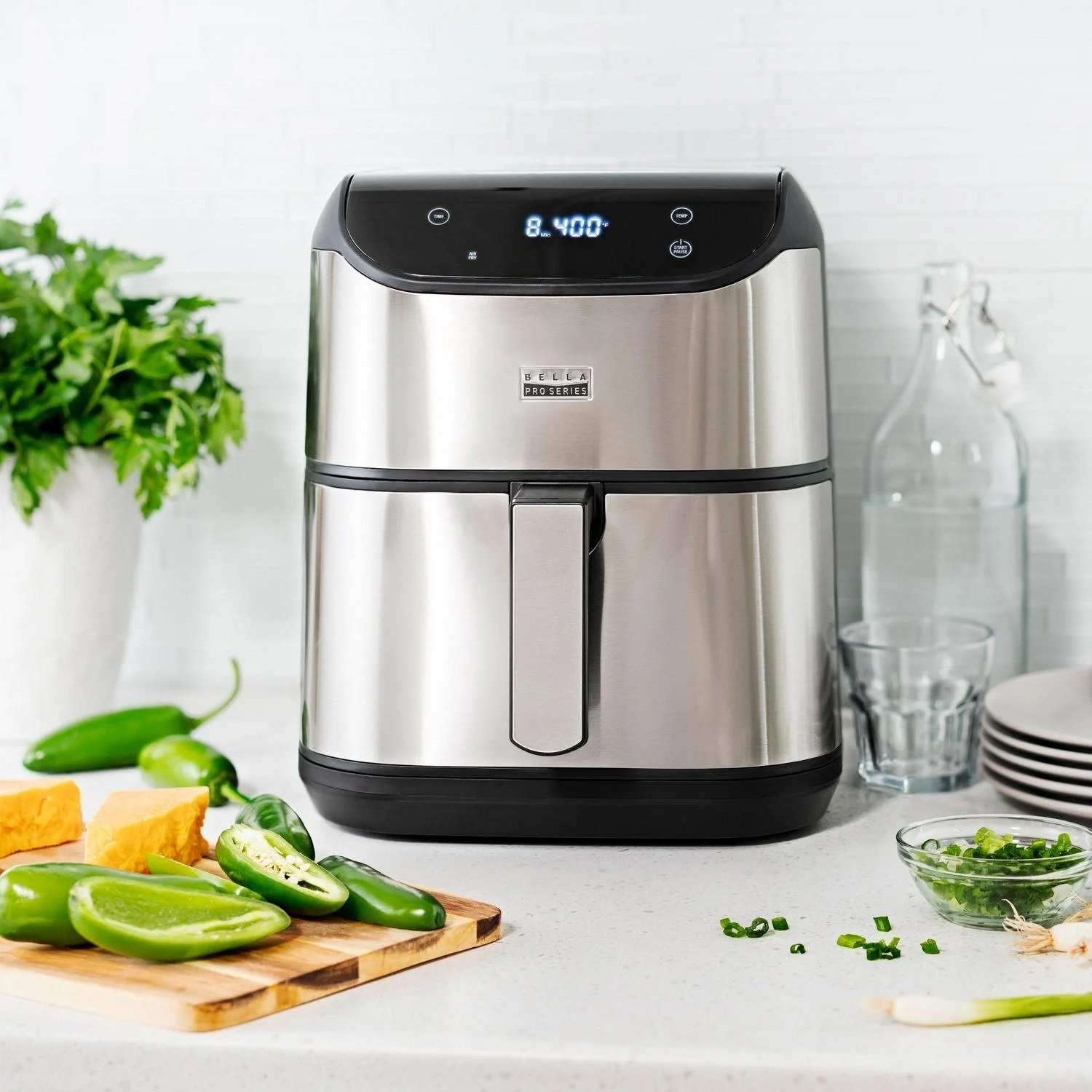 Bella Pro Series - 6-qt. Digital Air Fryer with Stainless Finish - SS (bb)