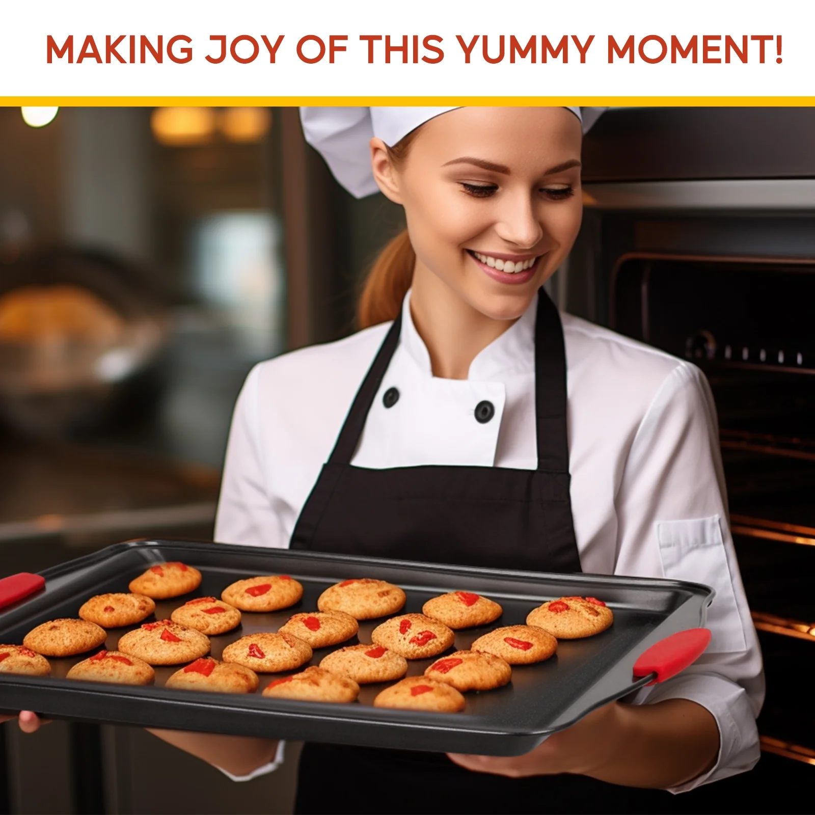 Katbite Nonstick Bakeware Set 3 Piece Set Nonstick Carbon Steel Oven Bakeware Kitchen Set with Silicone Handles,Baking Pan,Black