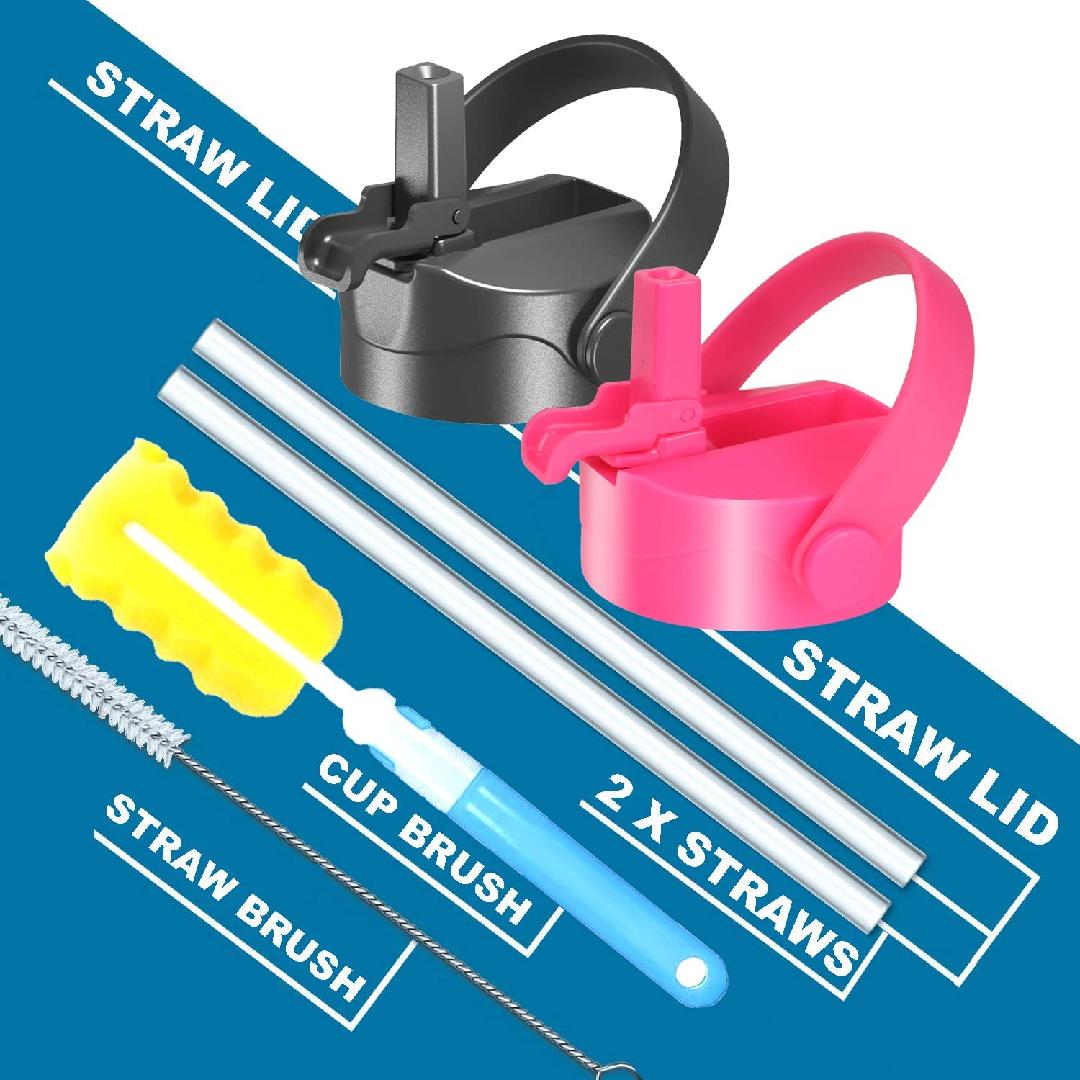 40 oz Stainless Steel Water Bottle, Insulated Double Wall Vacuum Leak Proof Water Flask, Metal Thermo Canteen Mug —Wide Mouth with 2 Straw Lids