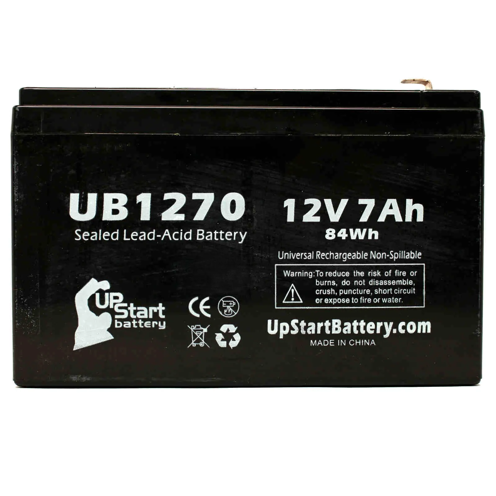 4x Pack - Compatible Belkin PS1400MT Battery - Replacement UB1270 Universal Sealed Lead Acid Battery (12V, 7Ah, 7000mAh, F1 Terminal, AGM, SLA) - Includes 8 F1 to F2 Terminal Adapters