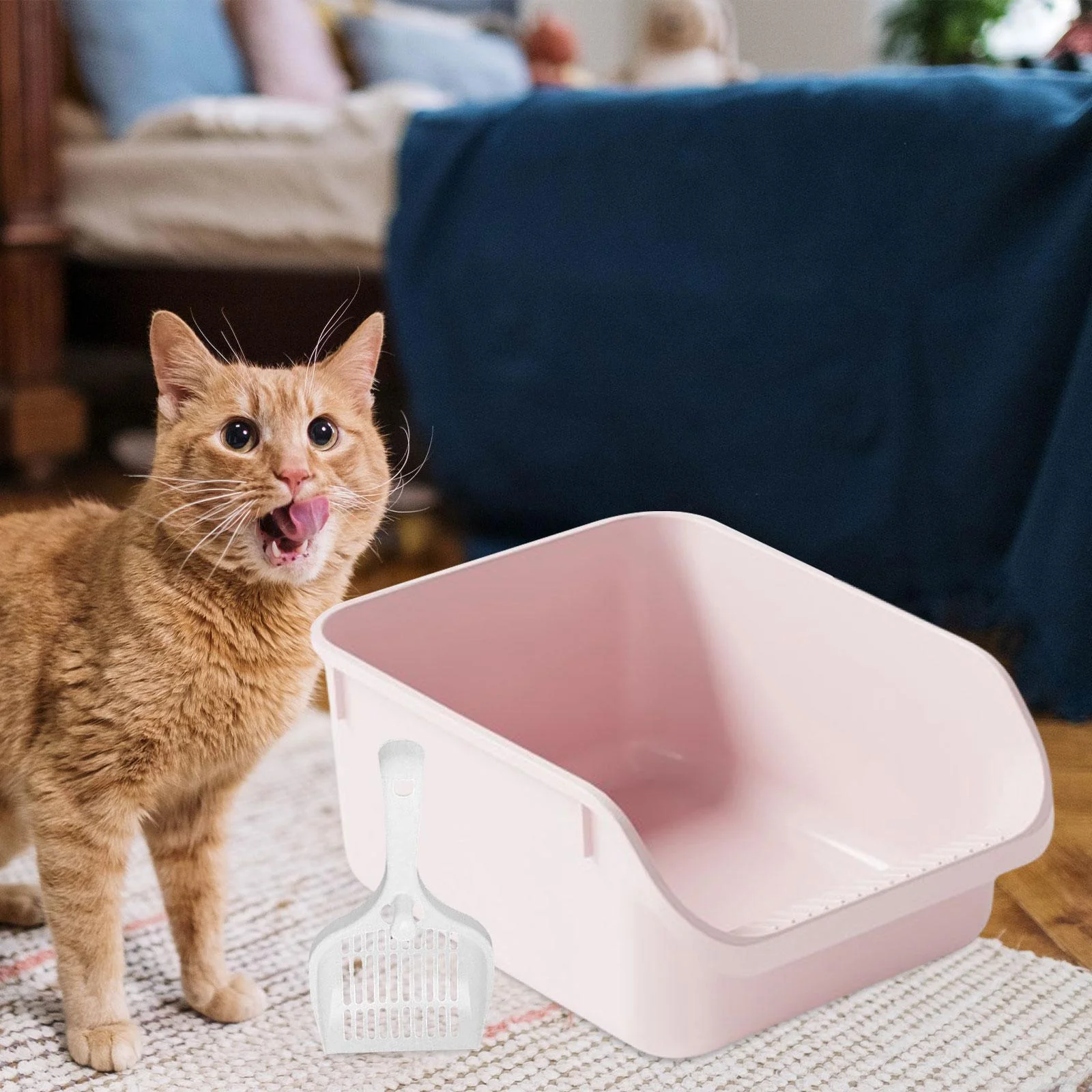 TOOYFUL Cat Toilet Sand Box s Litter Litter Container High Sided Easy Carry Kitty Litter Pan Cat Litter Toilet pink