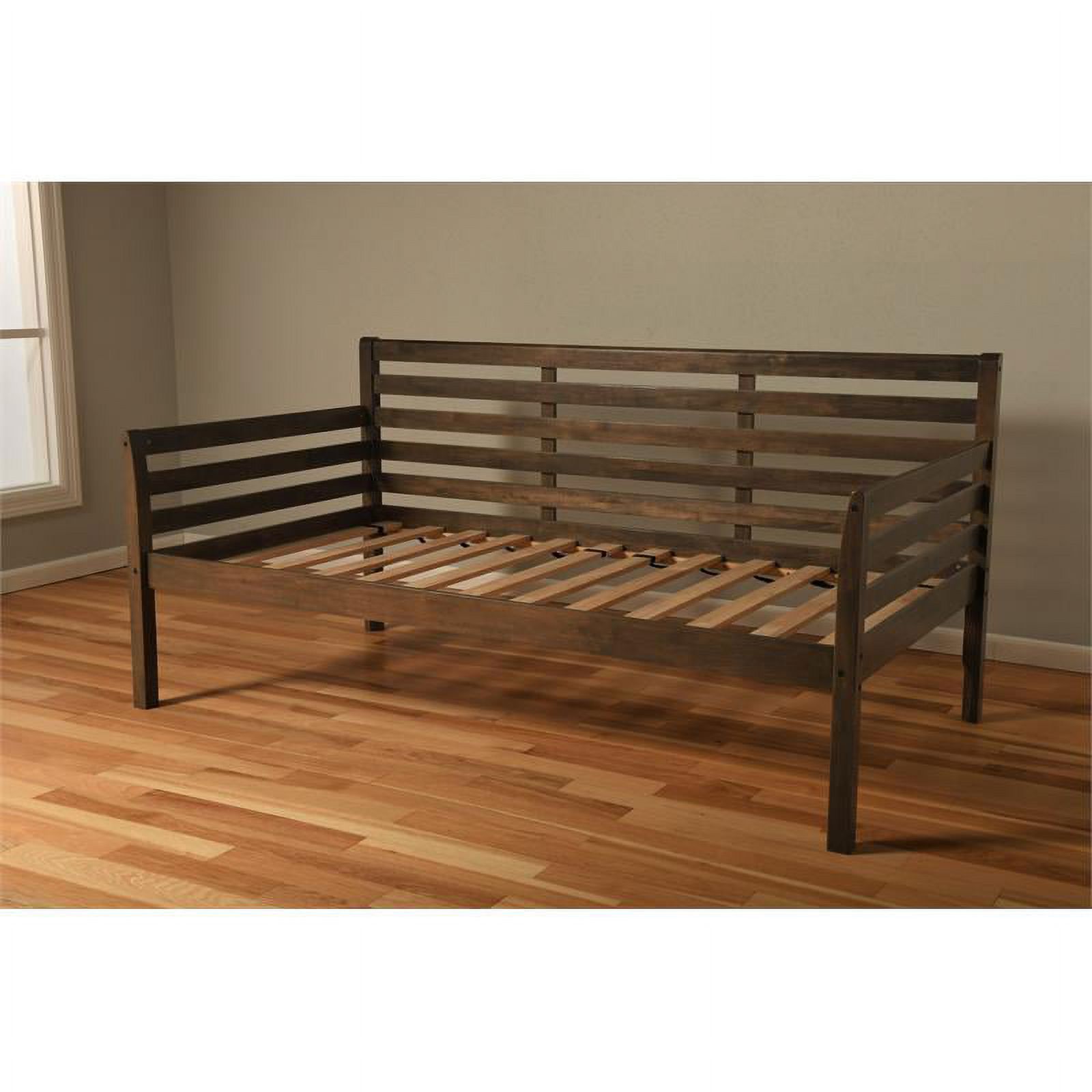 Pemberly Row Twin Traditional Solid Wood Daybed in Rustic Walnut
