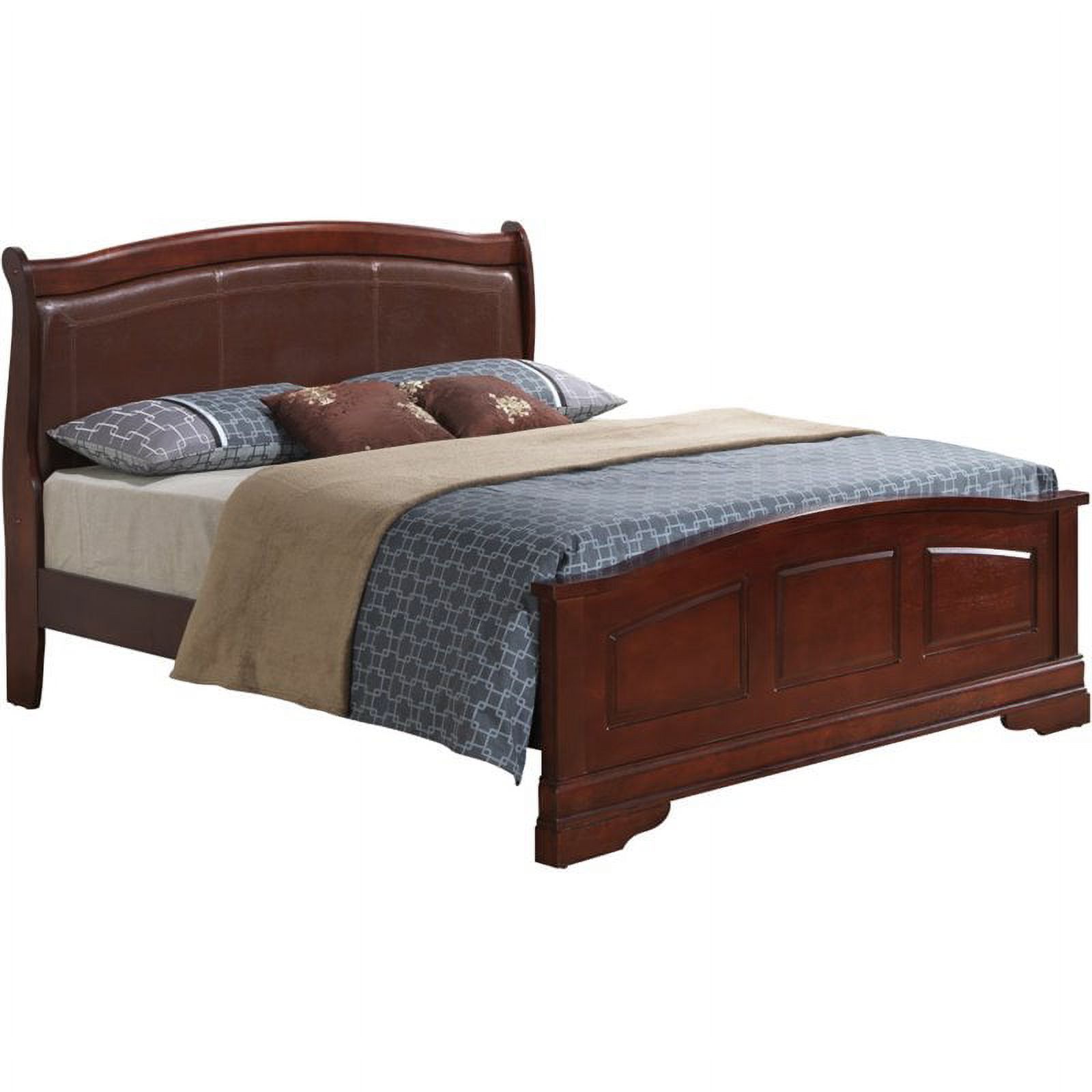 Maklaine Traditional styled Wood King Panel Bed in Cherry Finish