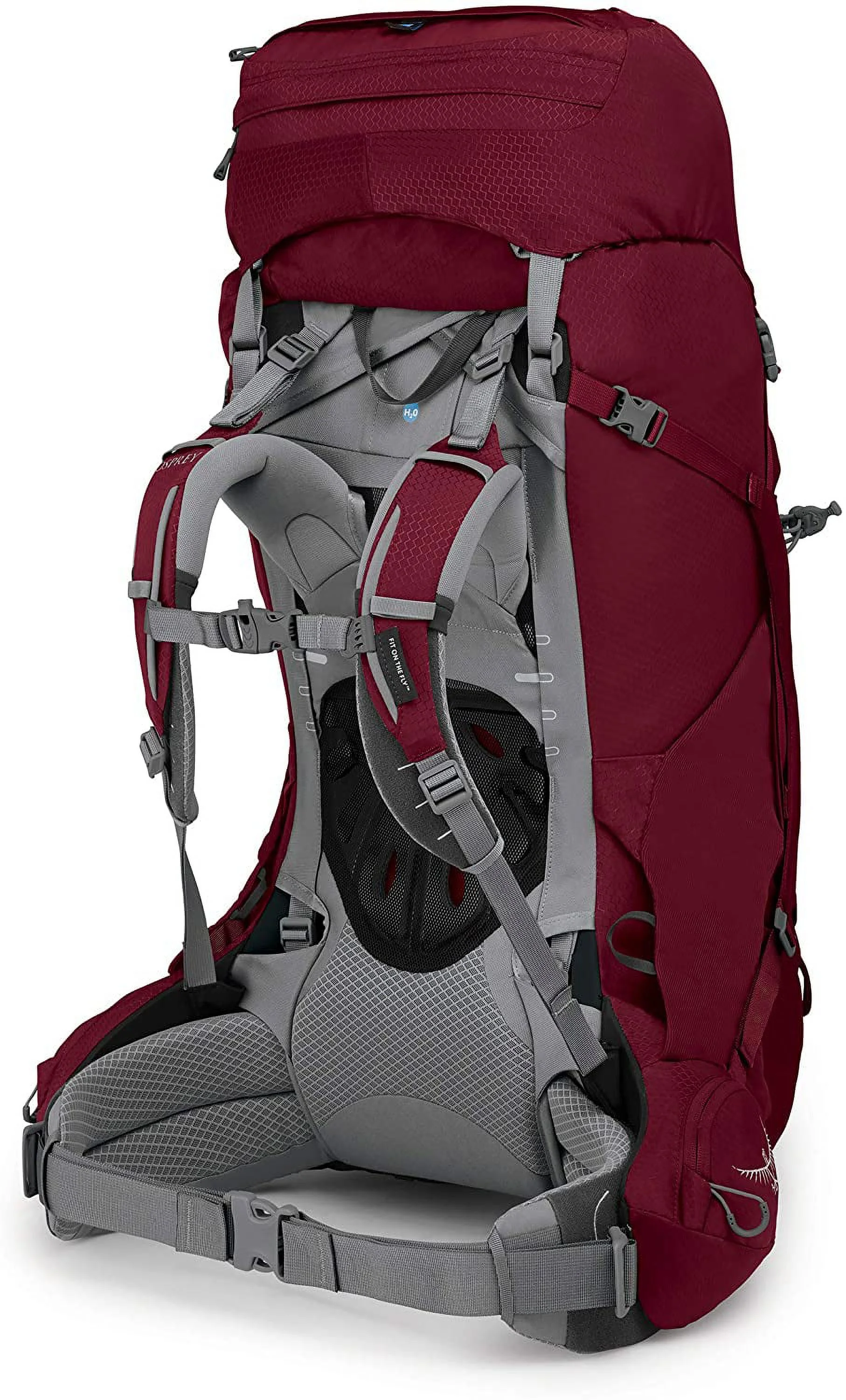 LIHONG 65L Women's Backpacking Backpack, Claret Red, WXS/S