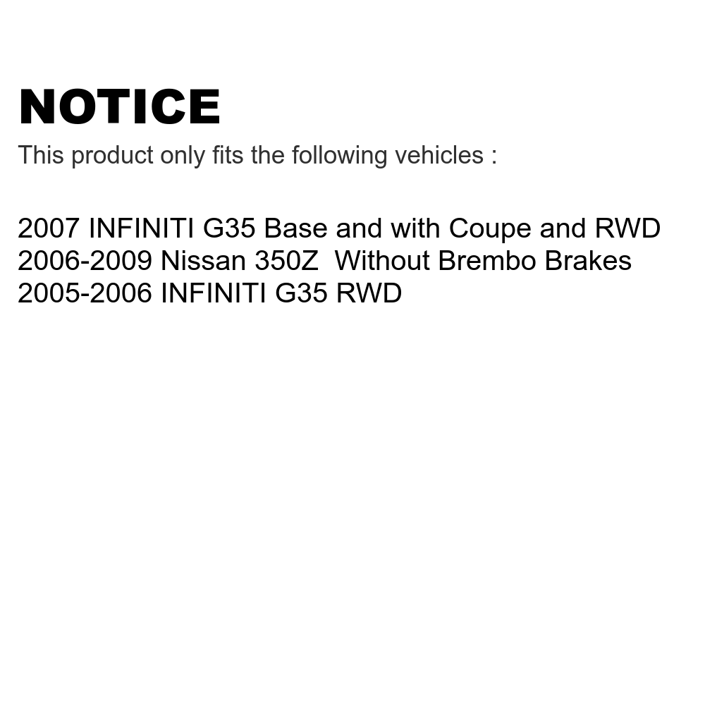 Transit Auto - Front Hub Bearing Assembly With Disc Brake Rotors And Ceramic Pads Kit For INFINITI G35 Nissan 350Z KBB-122270