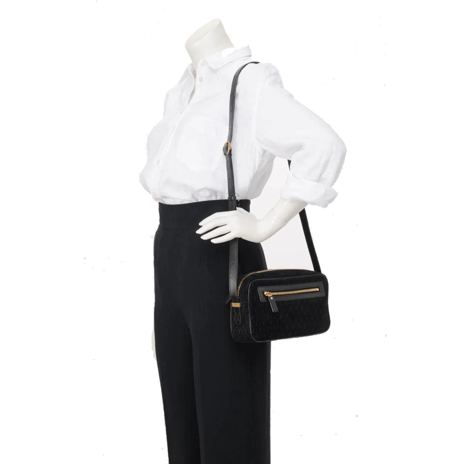 New Saint Laurent YSL King Palm Suede Monogram Black Camera Bag 568608